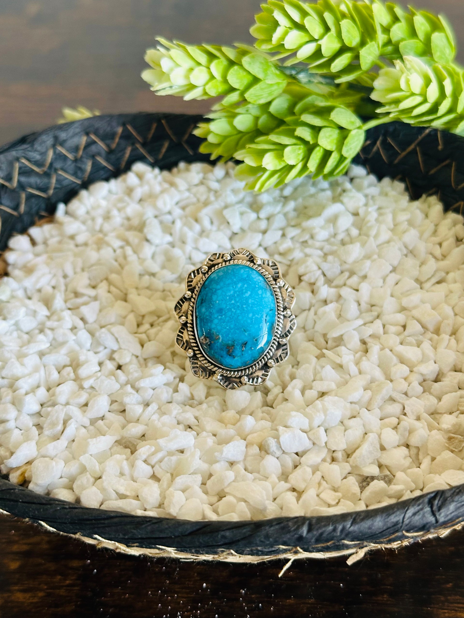 TTD Blue Ridge Turquoise & Sterling Silver Adjustable Ring