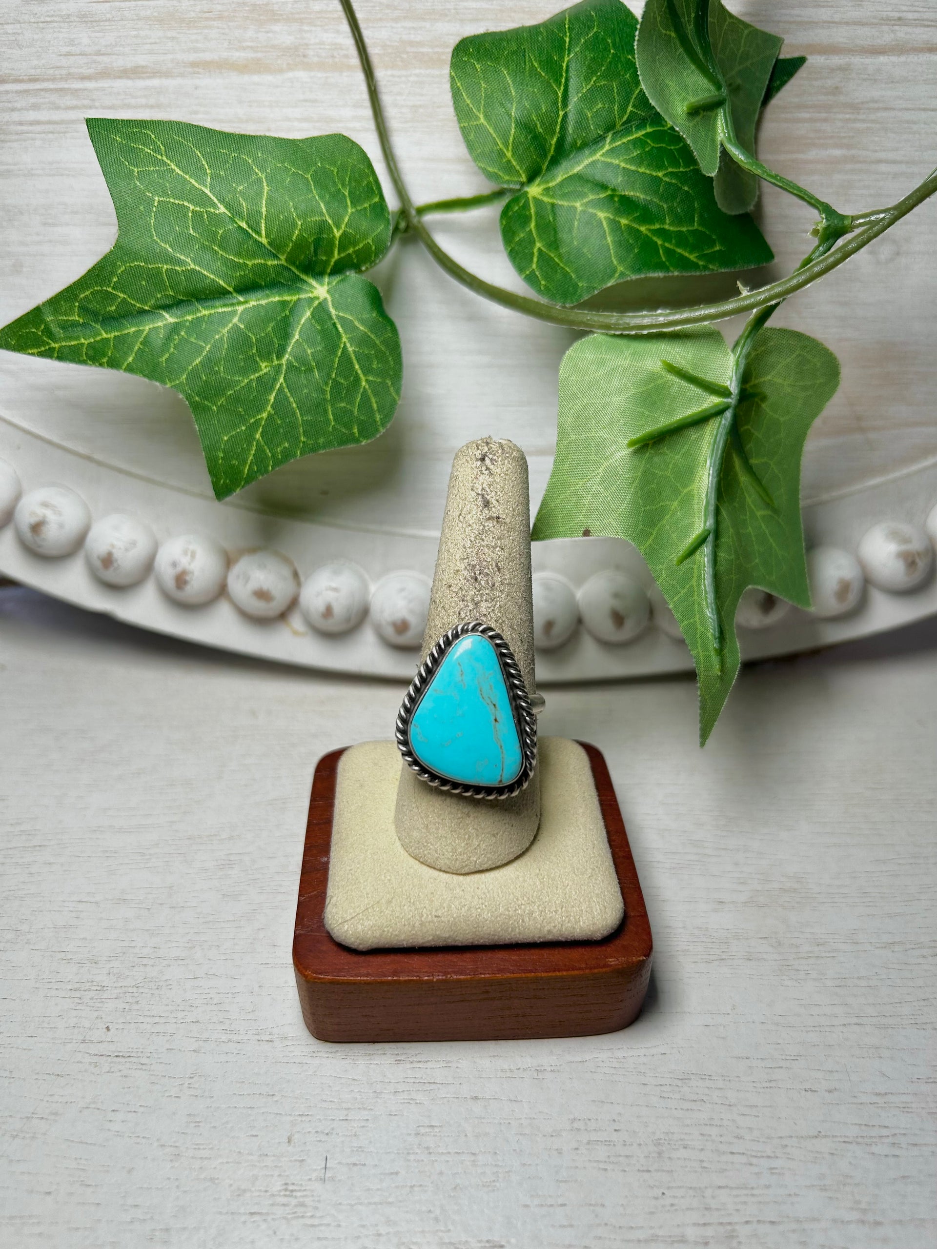 Johnny Dixon Kingman Turquoise & Sterling Silver Adjustable Ring