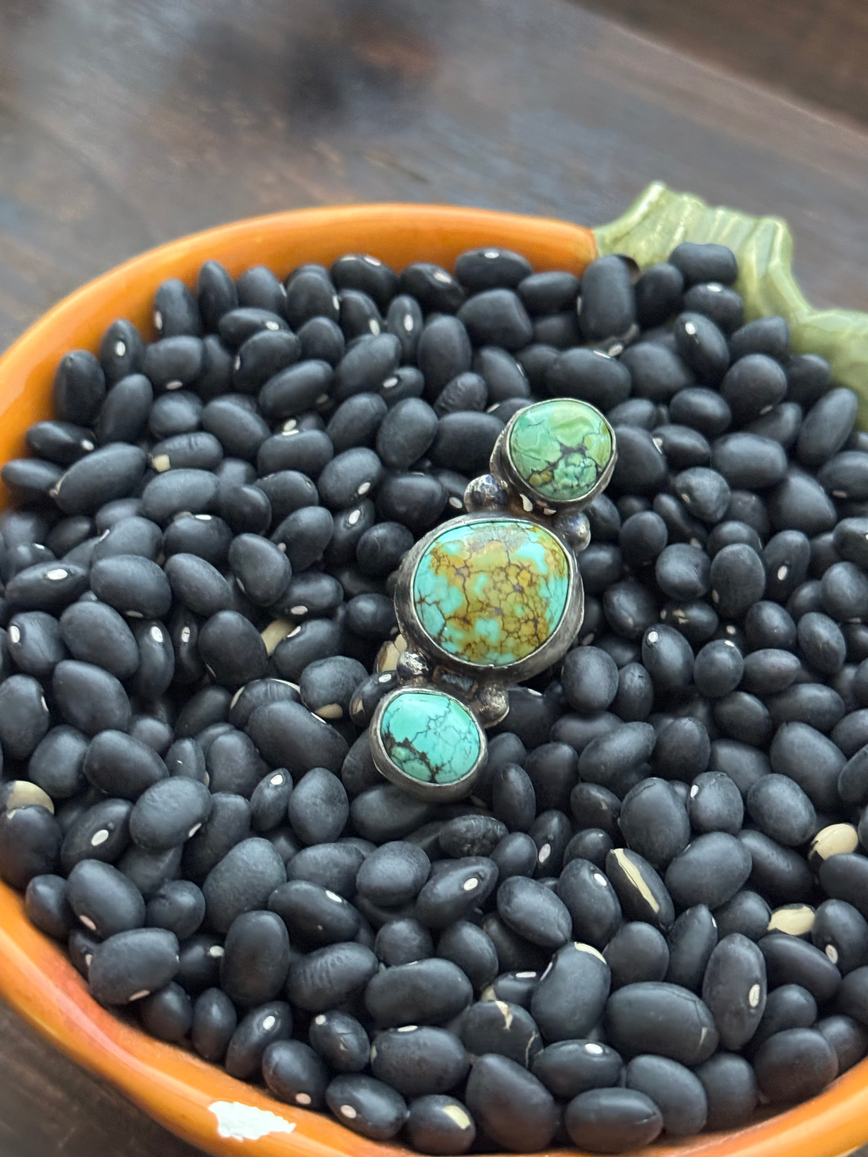 Navajo Made Blue Moon Turquoise and Sterling Silver Ring Size 9