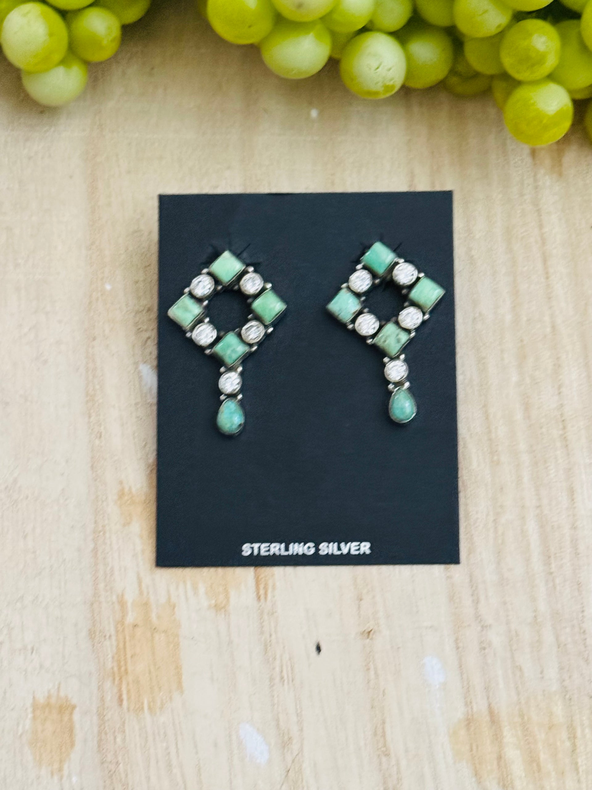 Southwest Handmade Multi Stone & Sterling Silver Post Dangle Earrings