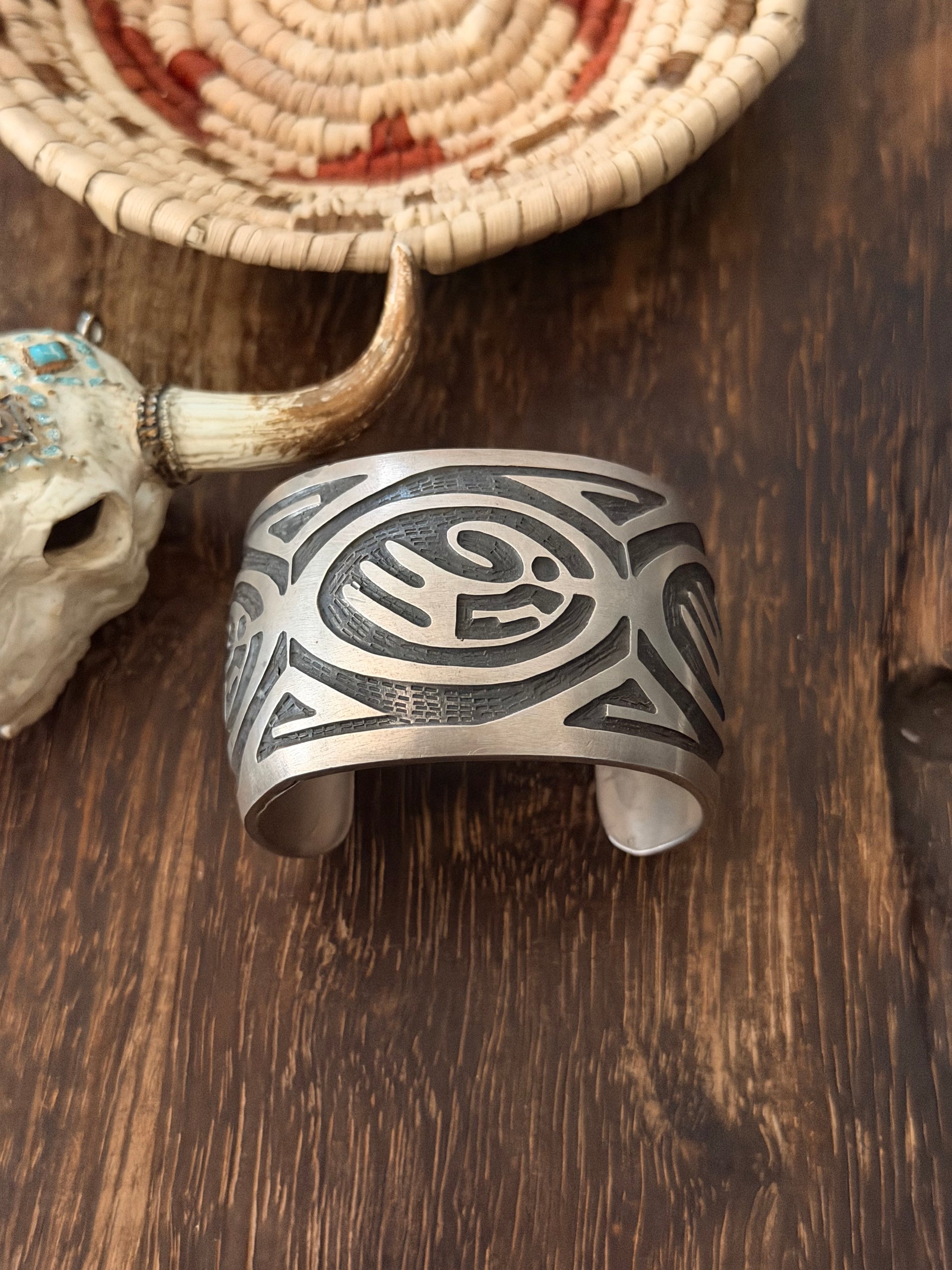 Vintage Navajo Made Sterling Silver Cuff Bracelet