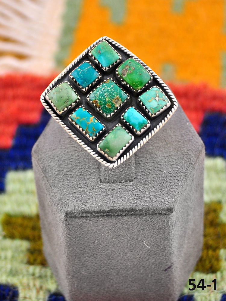 Southwest Handmade Emerald Valley Turquoise & Sterling Silver Adjustable Ring