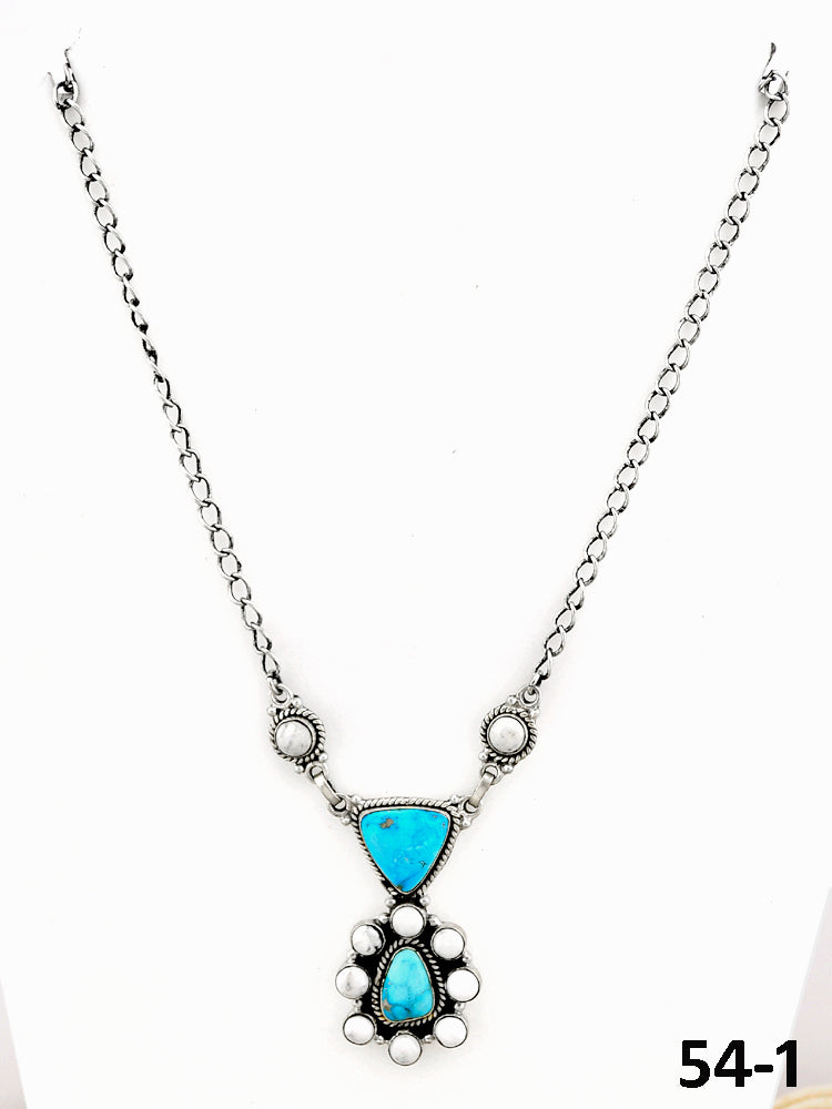 Southwest Made Sierra Bella Turquoise with White Buffalo & Sterling Silver Necklace