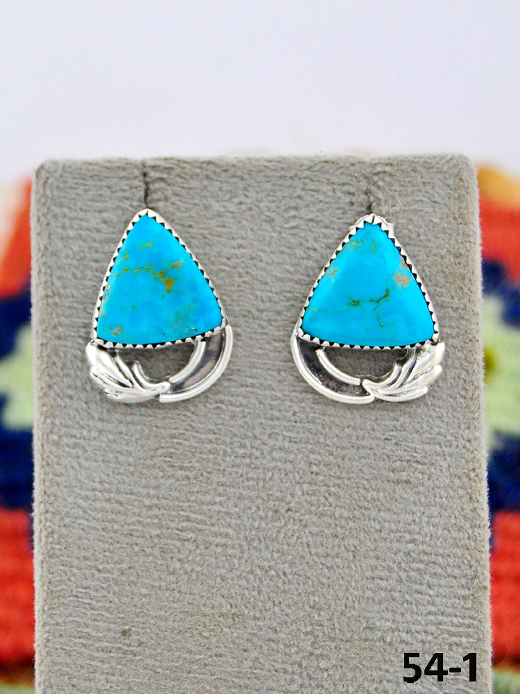 Southwest Made Tyron Turquoise & Sterling Silver Post Earrings