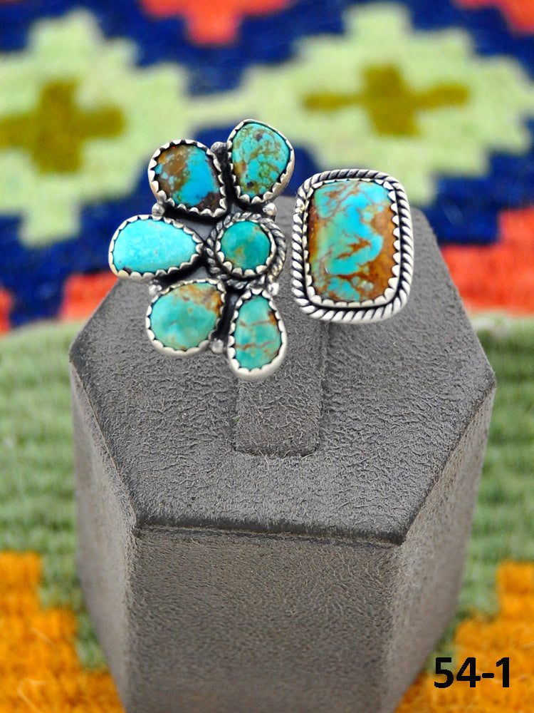 Southwest Handmade #8 Turquoise & Sterling Silver Adjustable Ring