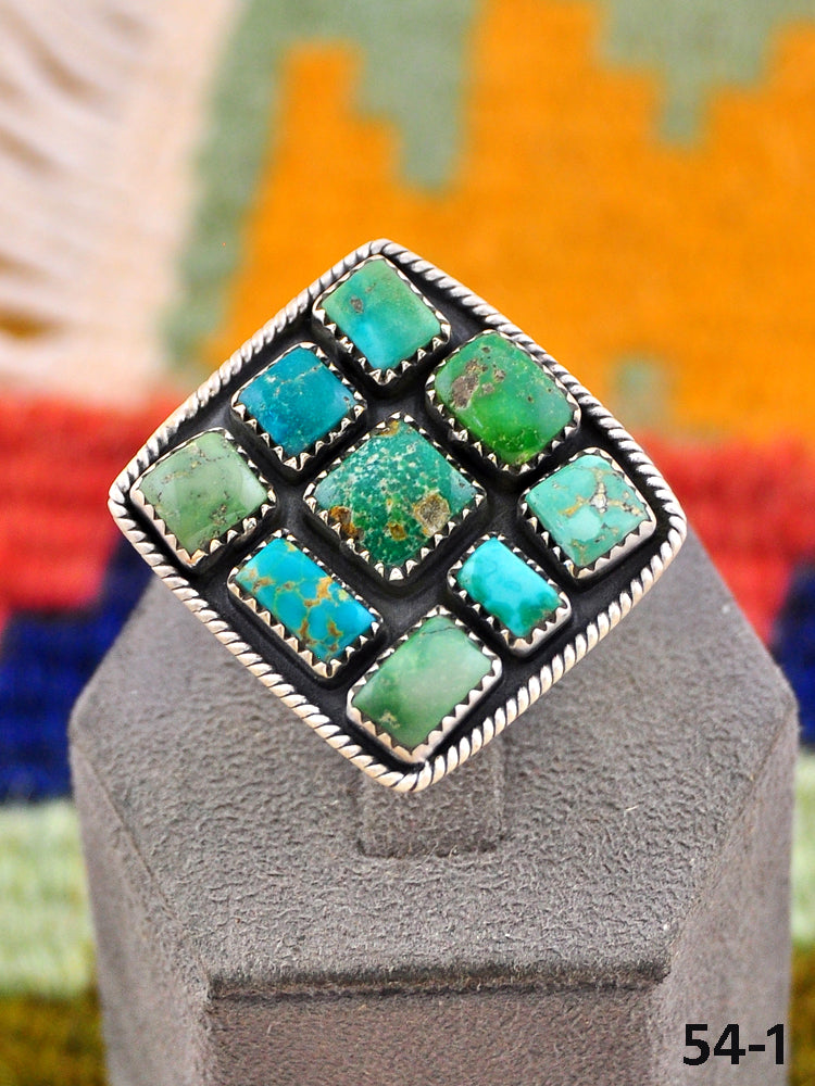 Southwest Handmade Emerald Valley Turquoise & Sterling Silver Adjustable Ring