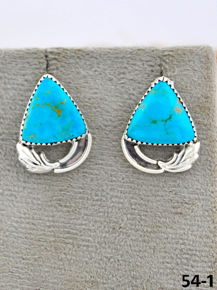 Southwest Made Tyron Turquoise & Sterling Silver Post Earrings