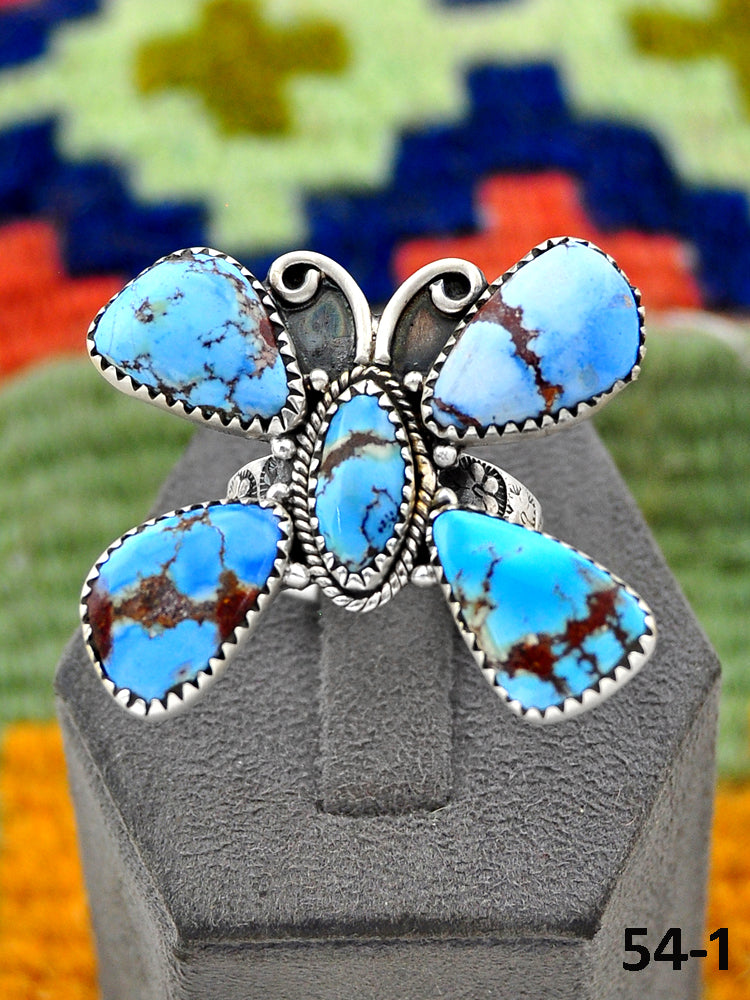 Southwest Handmade Golden Hills Turquoise & Sterling Silver Adjustable Ring