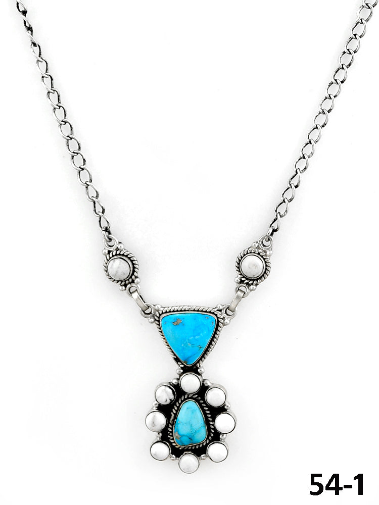 Southwest Made Sierra Bella Turquoise with White Buffalo & Sterling Silver Necklace
