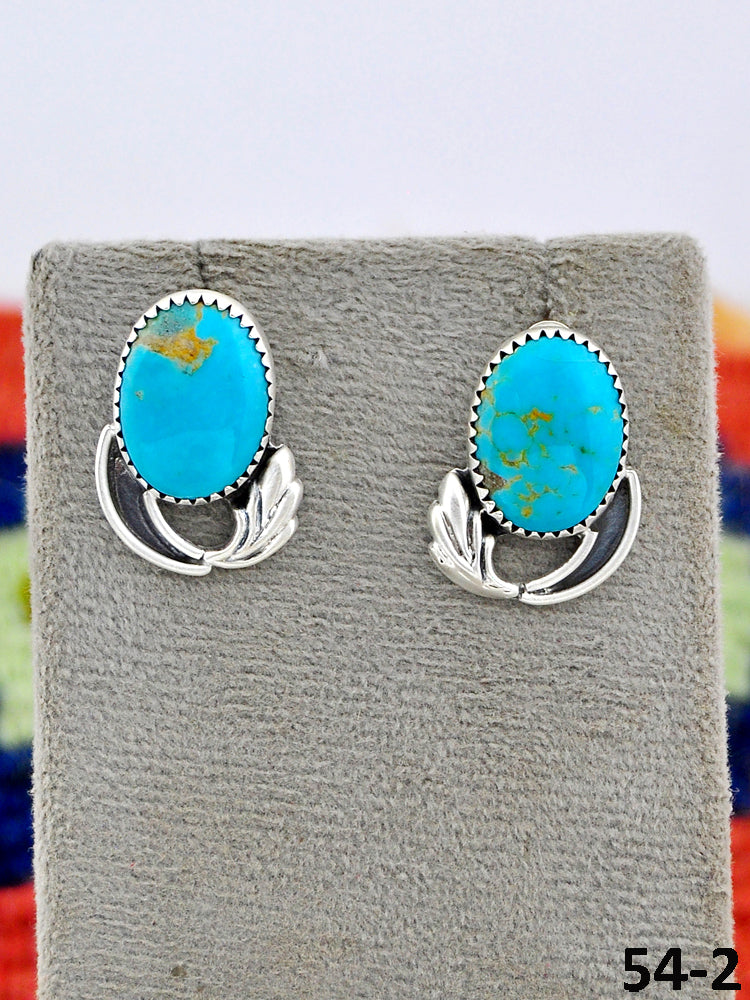 Southwest Made Tyron Turquoise & Sterling Silver Post Earrings