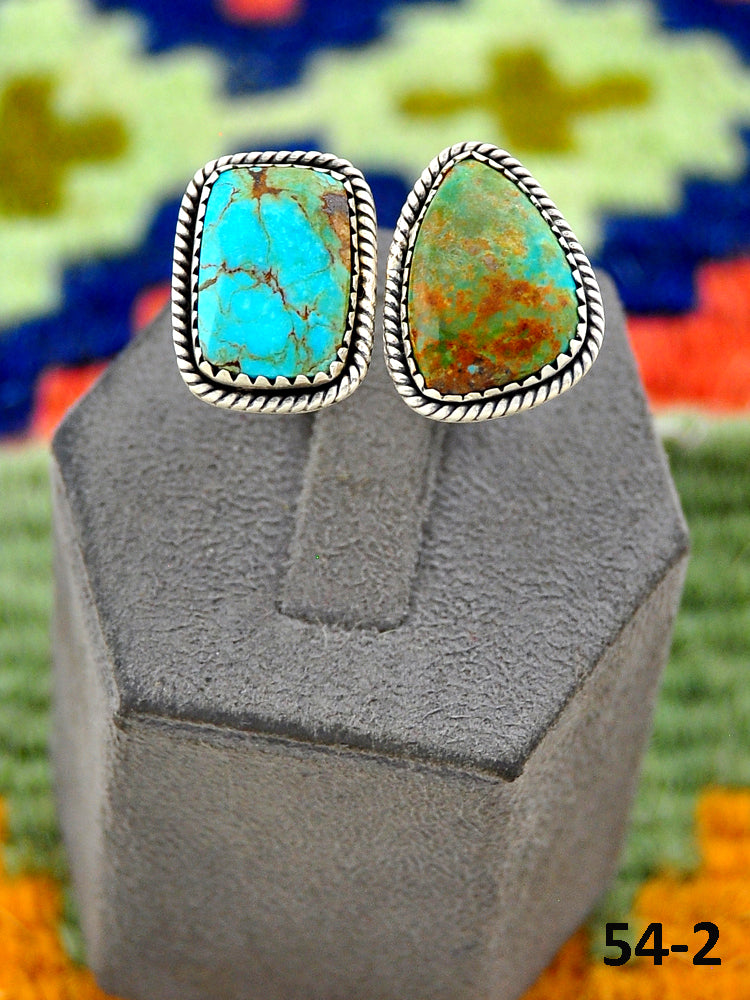 Southwest Handmade #8 Turquoise & Sterling Silver Adjustable Ring