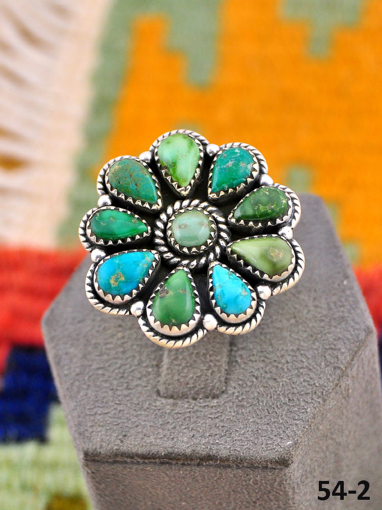 Southwest Handmade Emerald Valley Turquoise & Sterling Silver Adjustable Ring