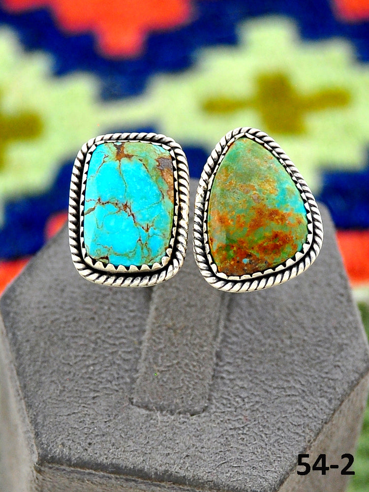 Southwest Handmade #8 Turquoise & Sterling Silver Adjustable Ring