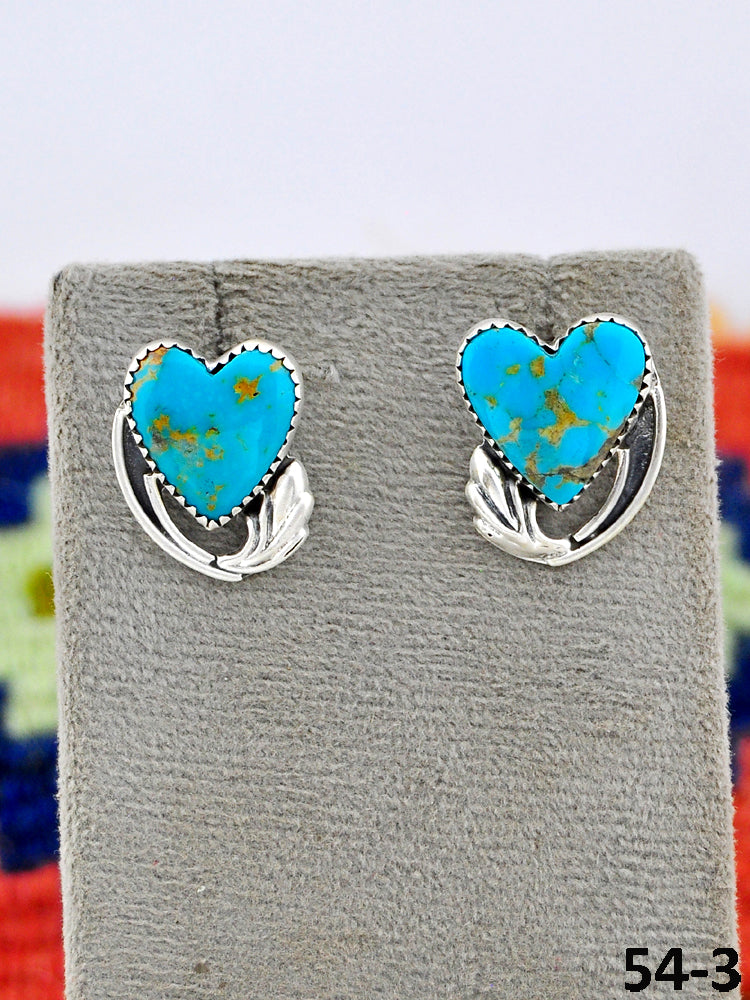 Southwest Made Tyron Turquoise & Sterling Silver Post Earrings