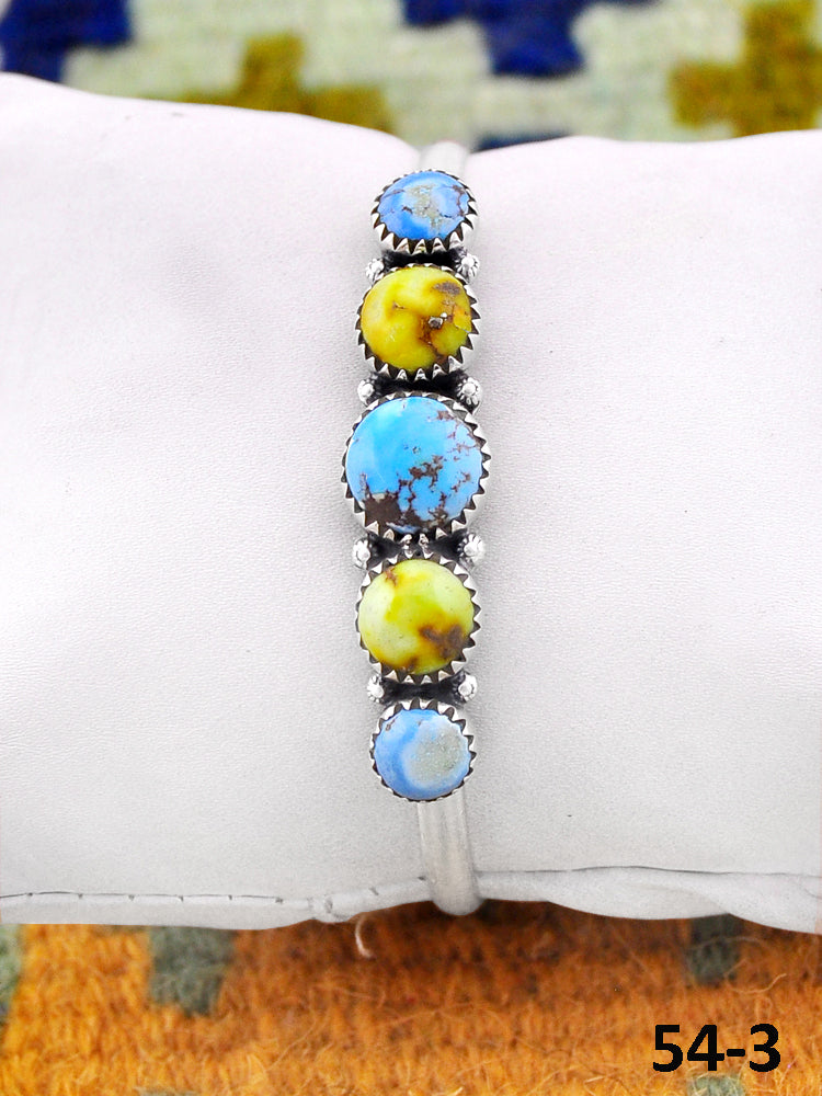 Southwest Handmade Golden Hill With Palomino & Sterling Silver Cuff Bracelet