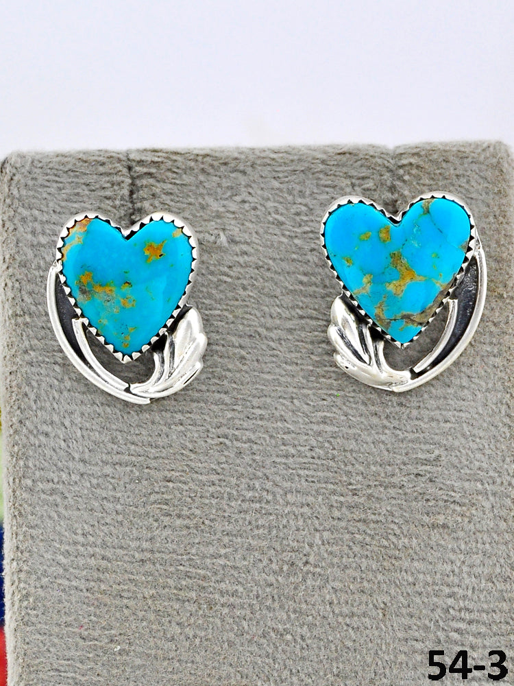 Southwest Made Tyron Turquoise & Sterling Silver Post Earrings