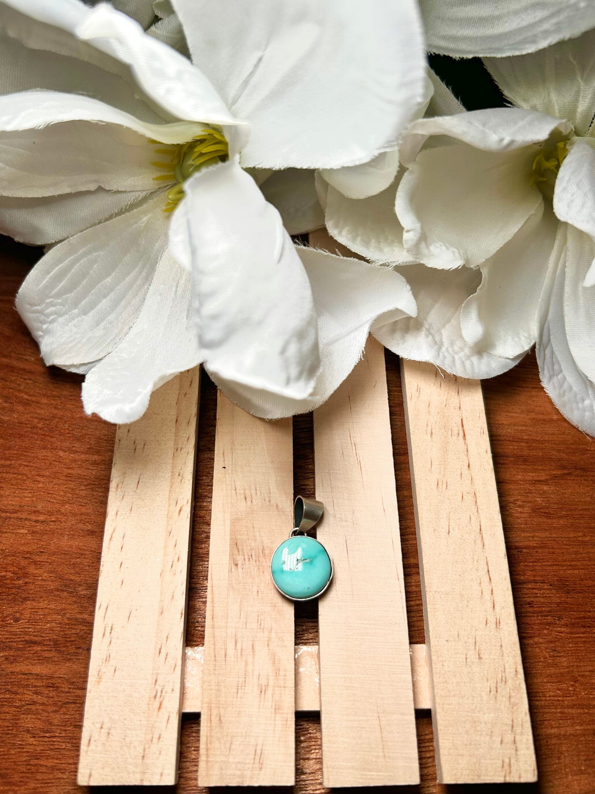 Navajo Made Sonoran Mountain Turquoise & Sterling Silver Pendant