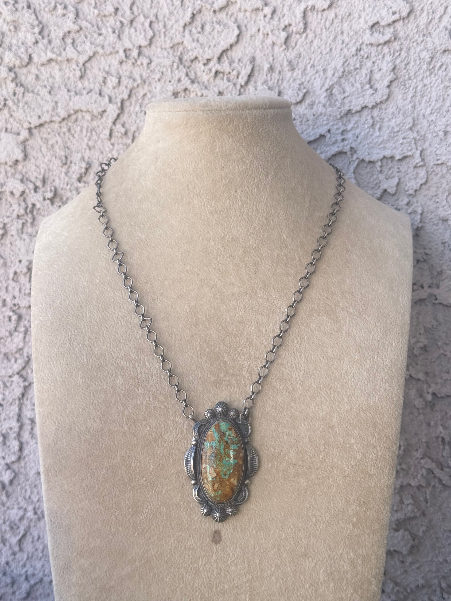 Bennie Ramone Boulder Turquoise & Sterling Silver Necklace