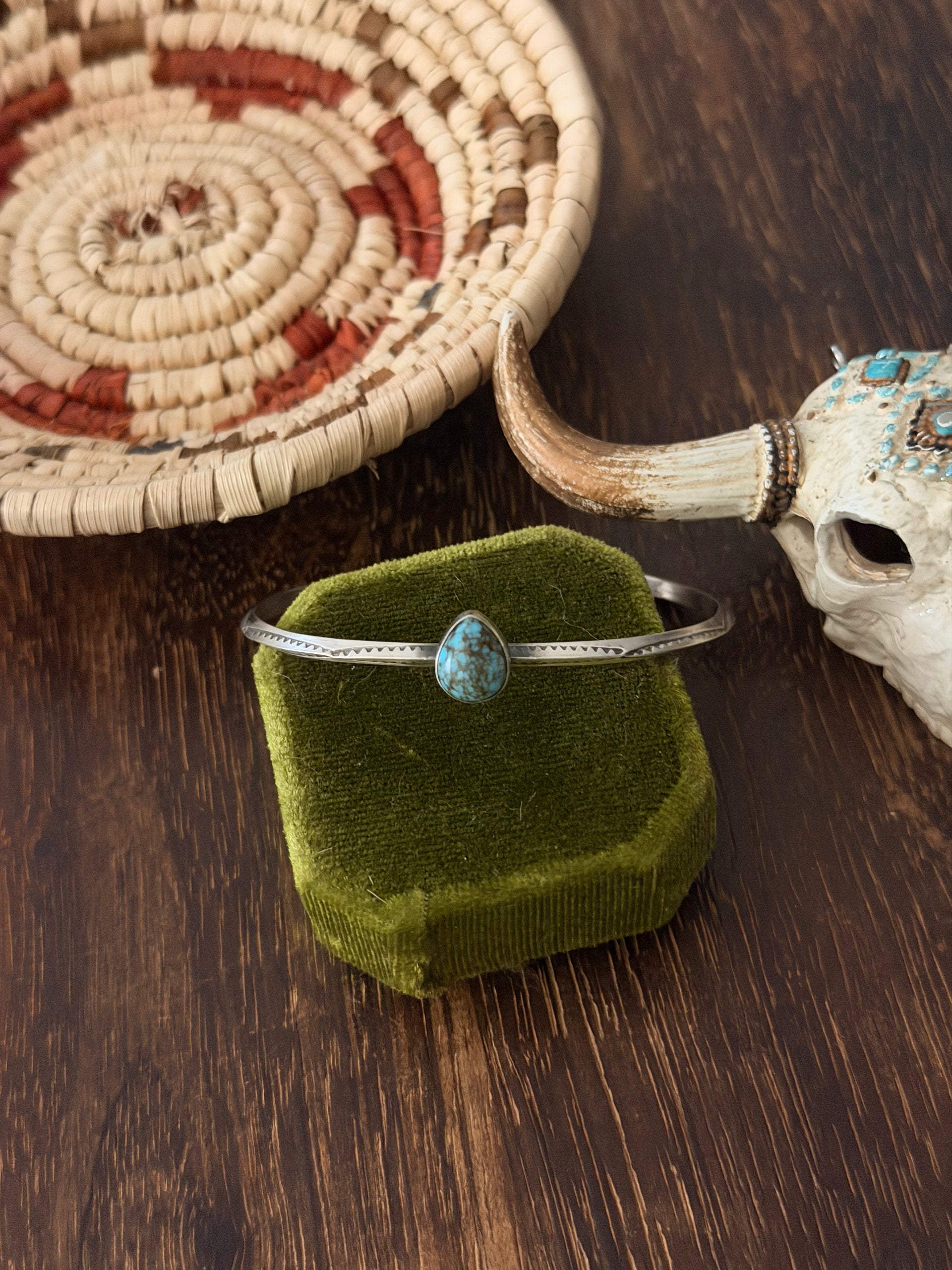 Navajo Made Mine 8 Turquoise  & Sterling Silver Cuff Bracelet