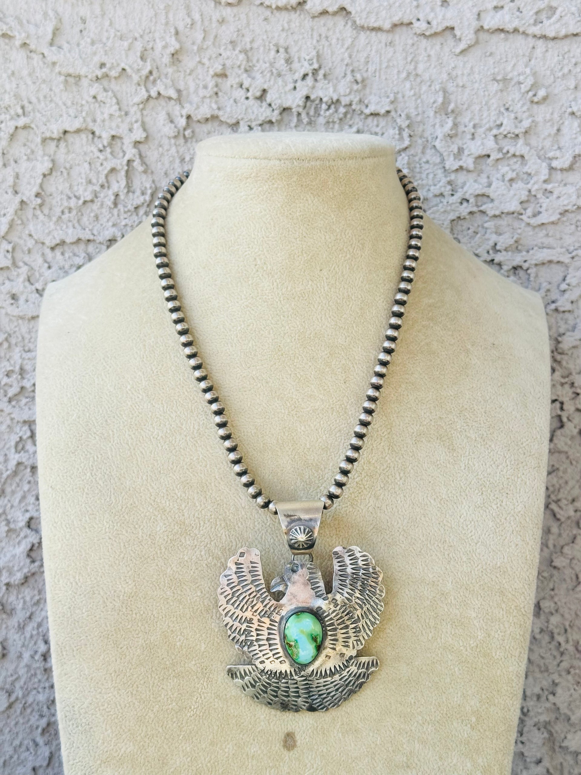 Chimney Butte Sonoran Mountain & Sterling Silver Thunderbird Pendant