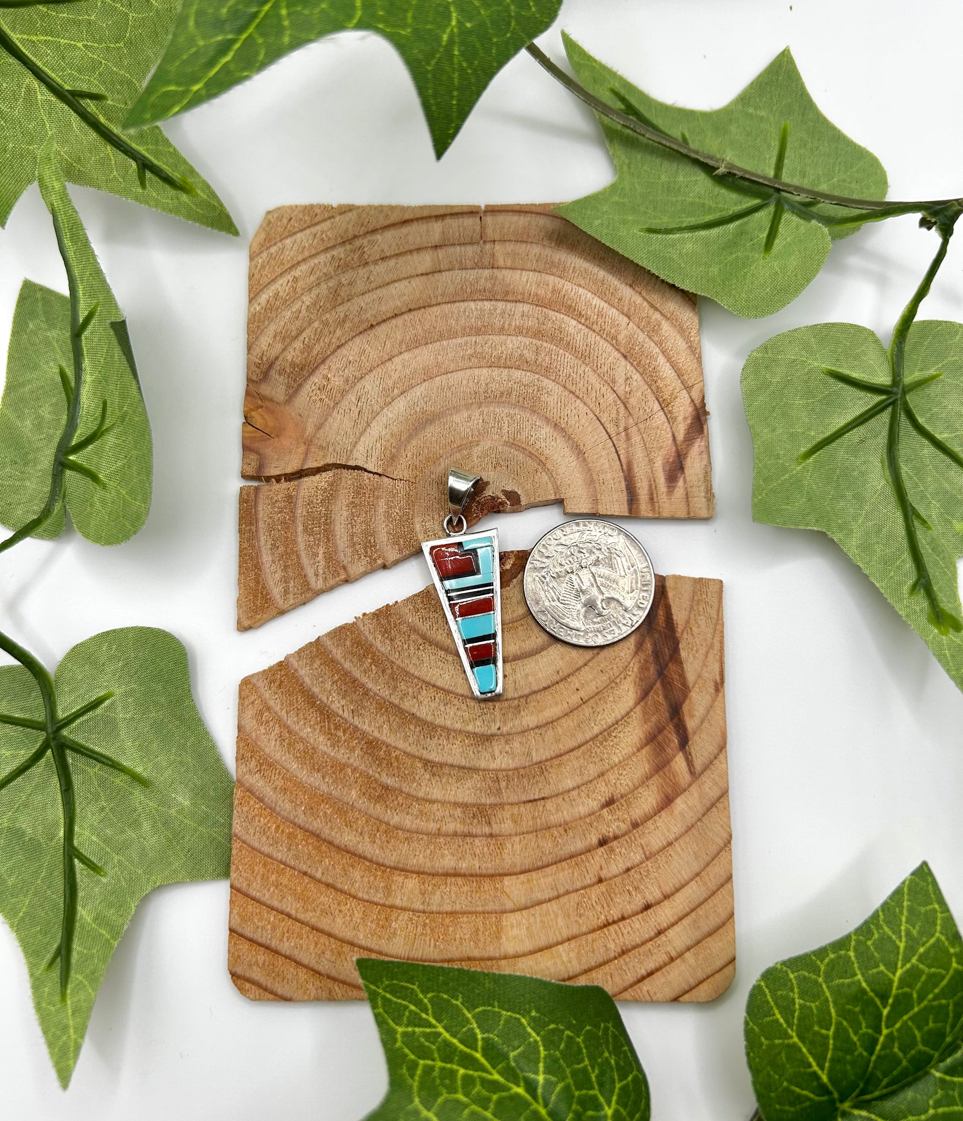 Zuni Made Multi Stone & Sterling Silver Pendant