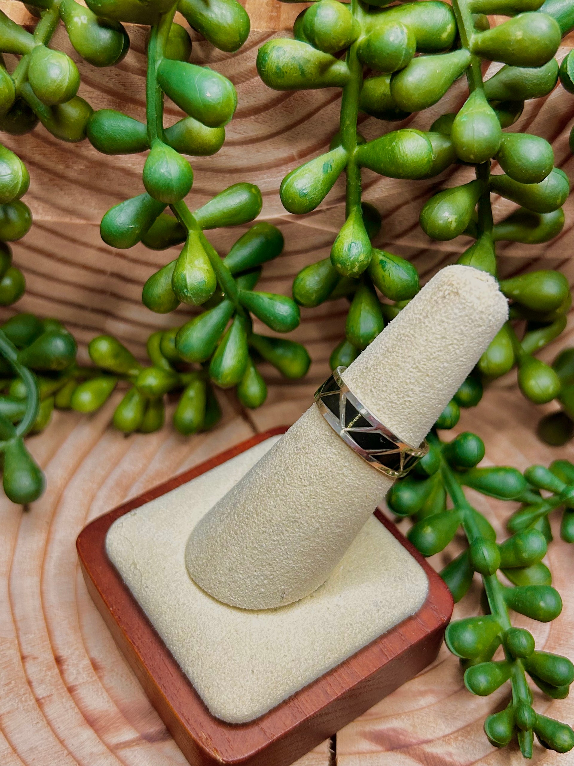 Navajo Made Onxy & Sterling Silver Ring