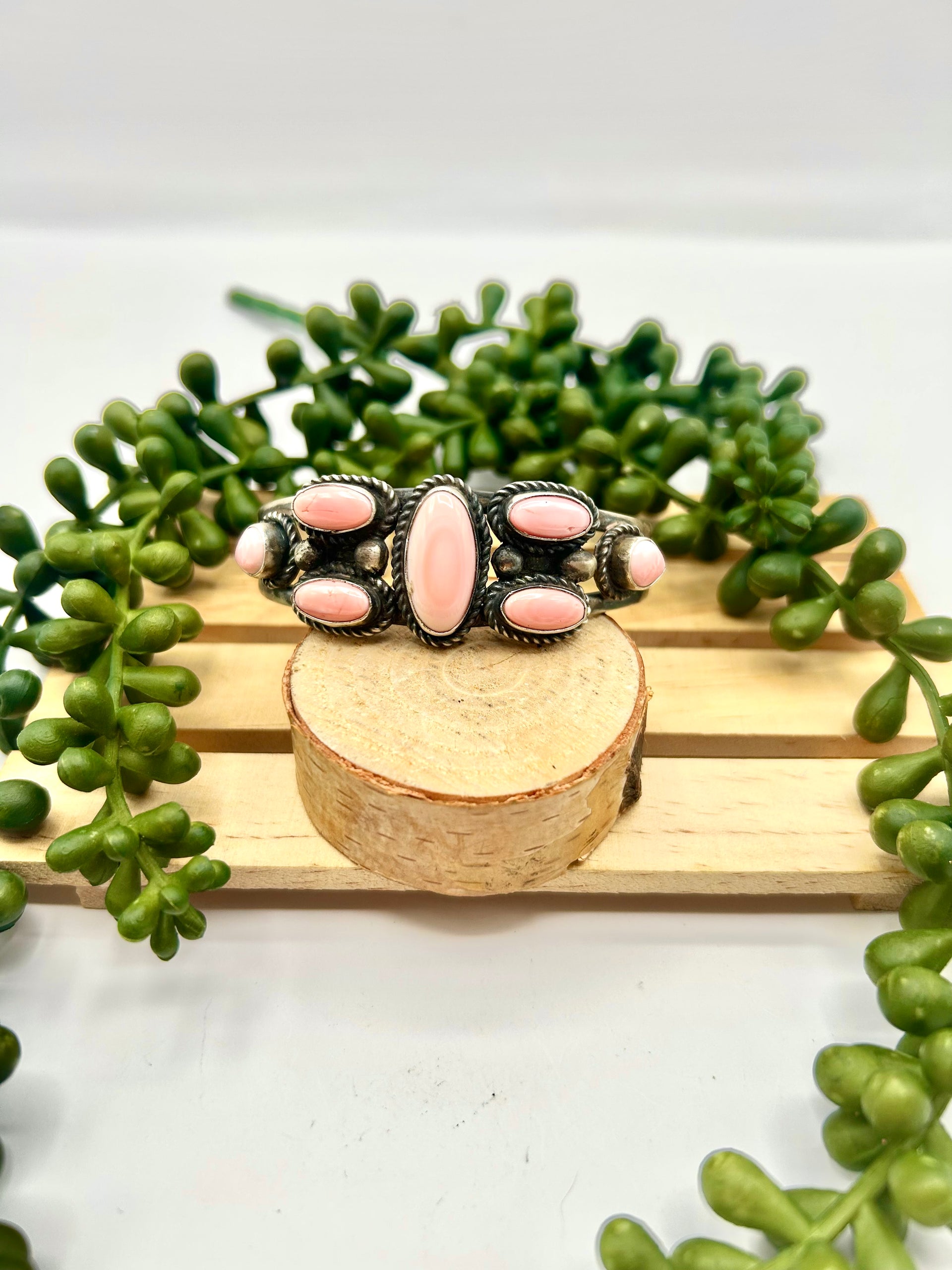 Vicky Hicks Pink Conch & Sterling Silver Cuff Bracelet