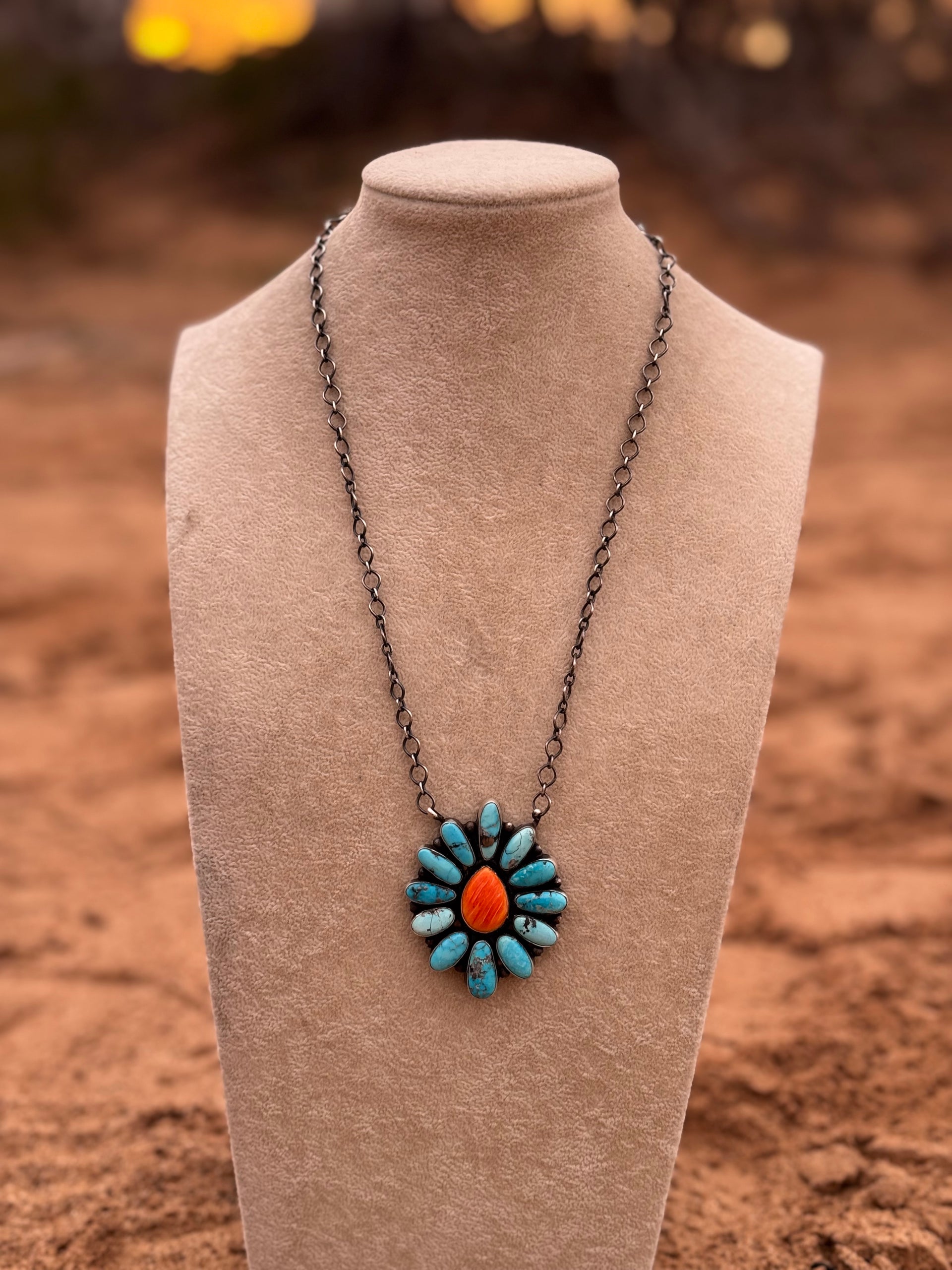 Antionette Martinez Multi Stone & Sterling Silver Cluster Necklace