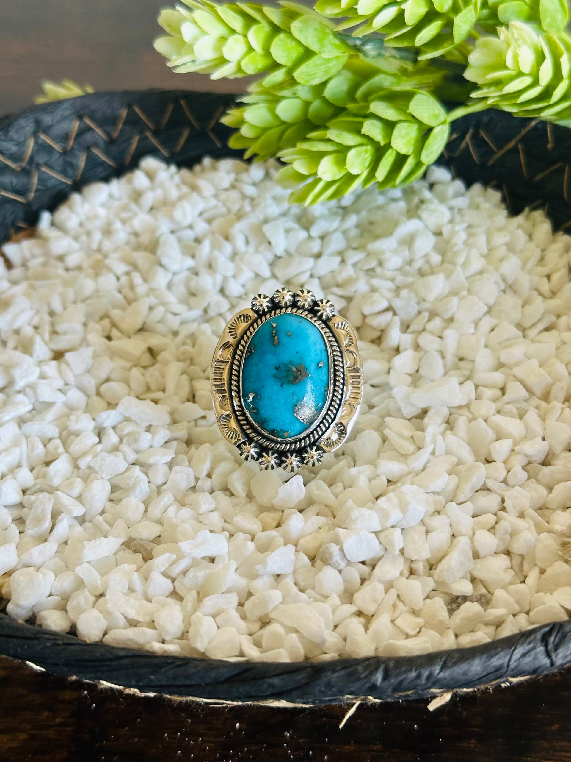TTD Blue Ridge Turquoise & Sterling Silver Adjustable Ring