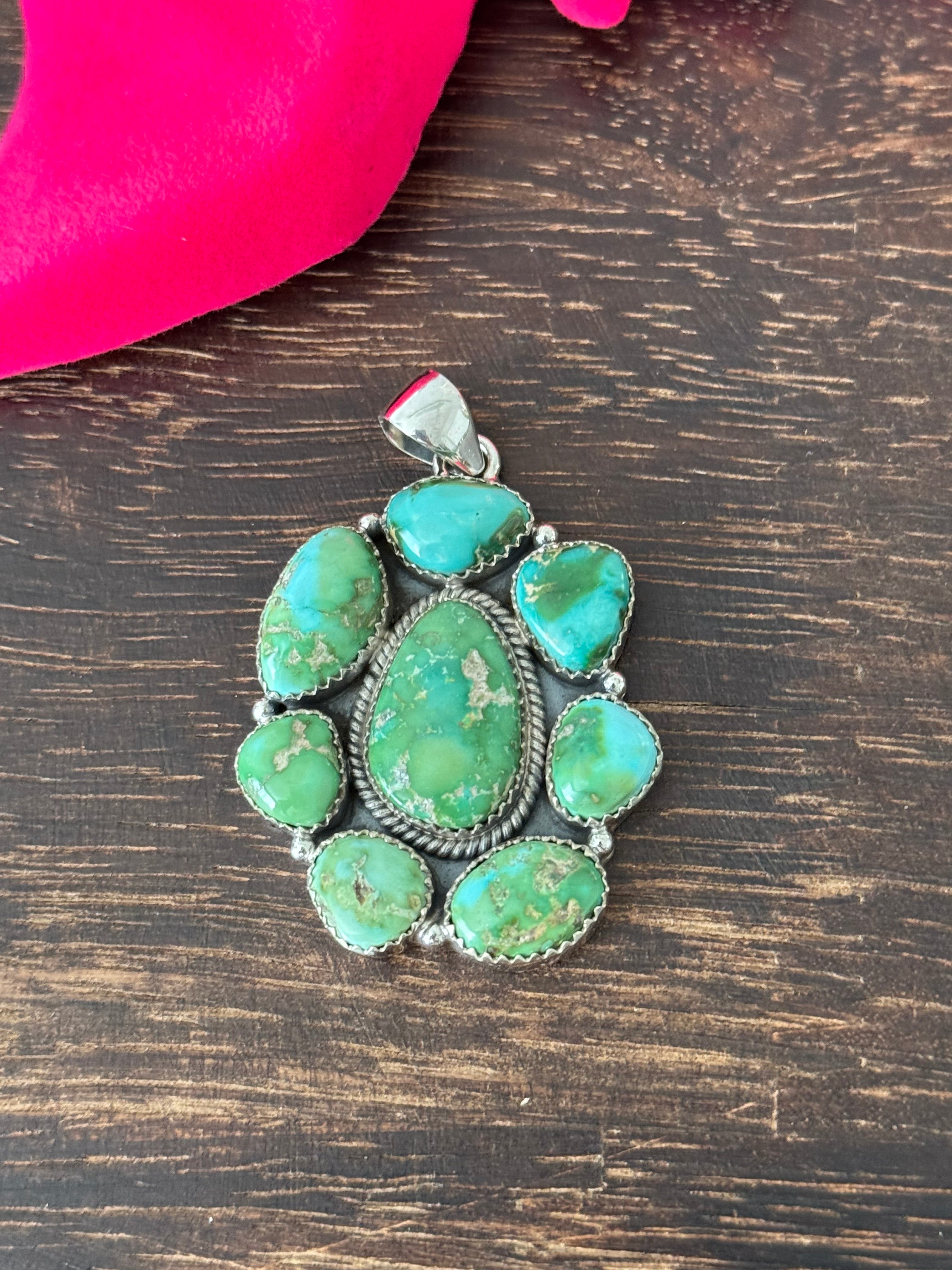 Southwest Handmade Sonoran Mountain Turquoise & Sterling Silver Pendant