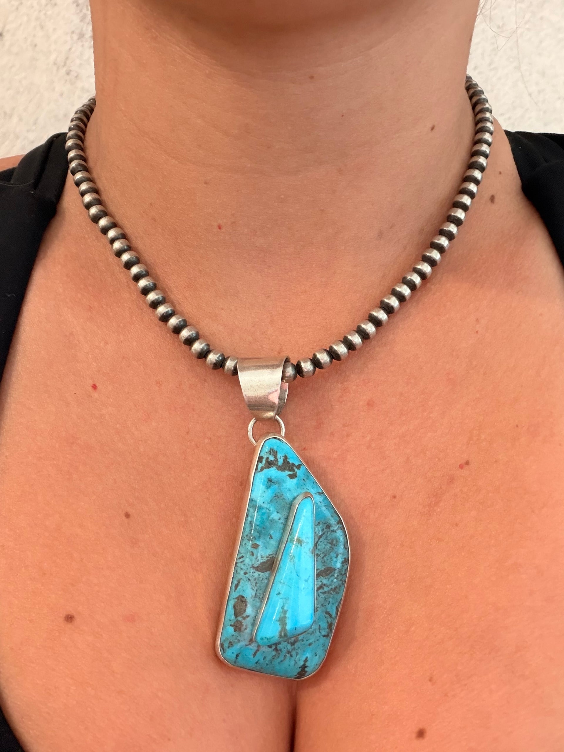 Adam Fierro Kingman Turquoise & Sterling Silver Pendant