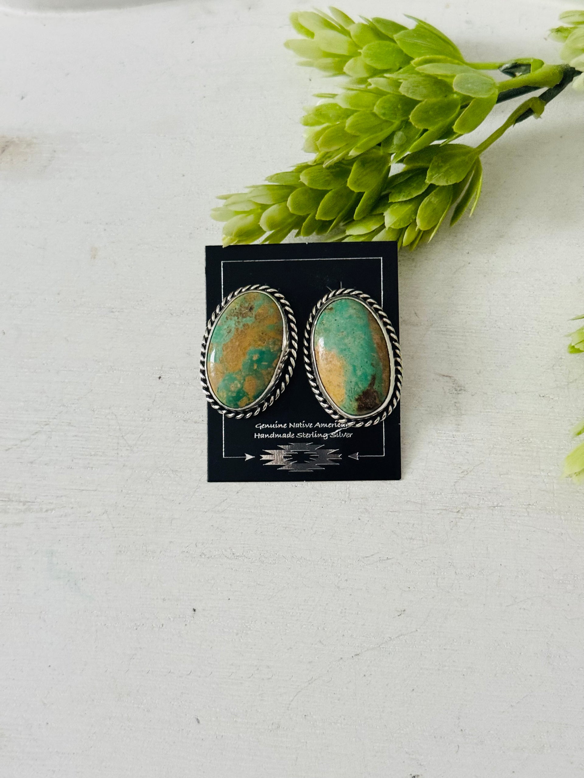 Larry Kaye Kingman Turquoise & Sterling Silver Post Earrings