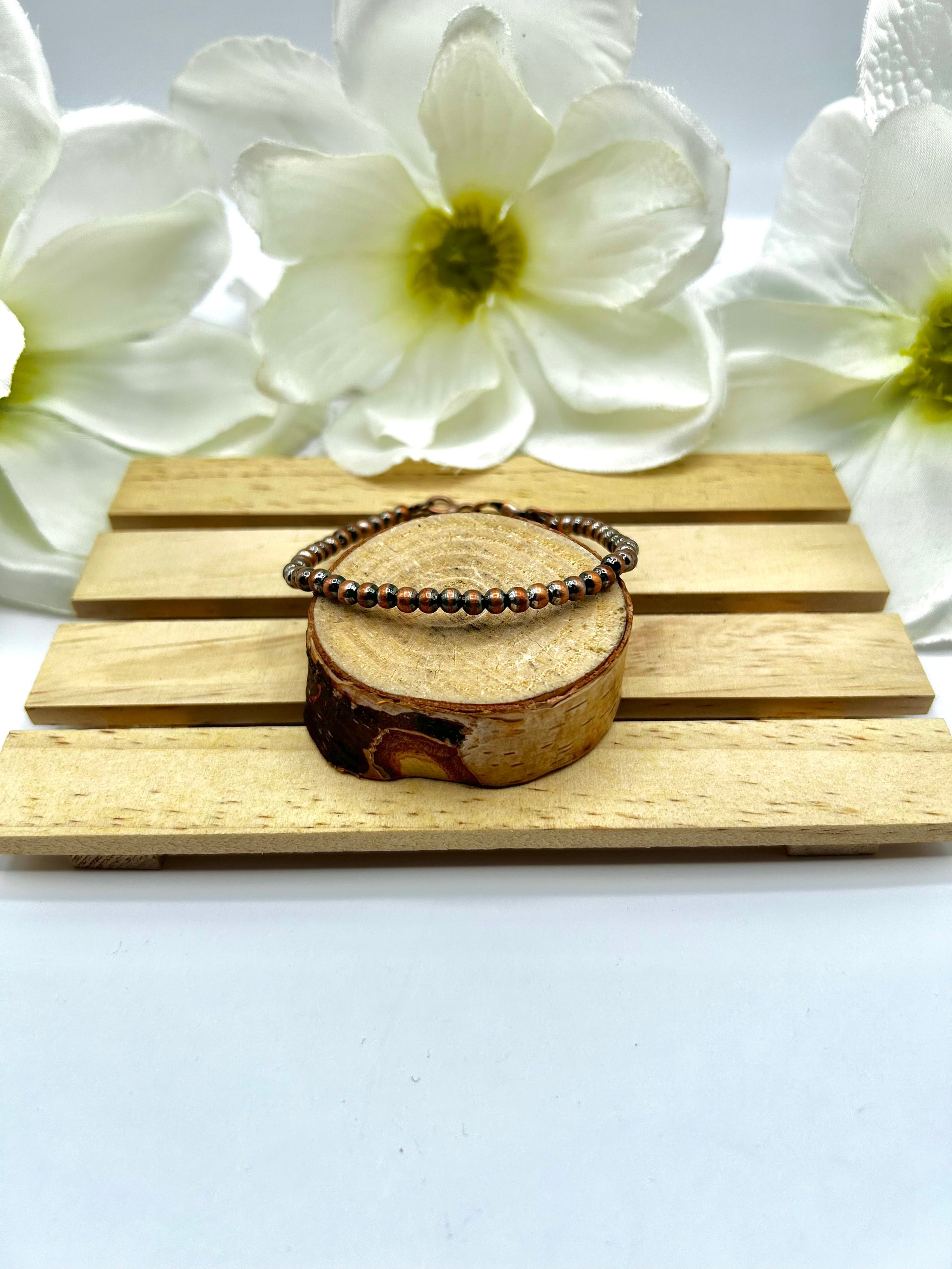 Navajo Made Strung Copper 4 MM Stretchy Bracelet