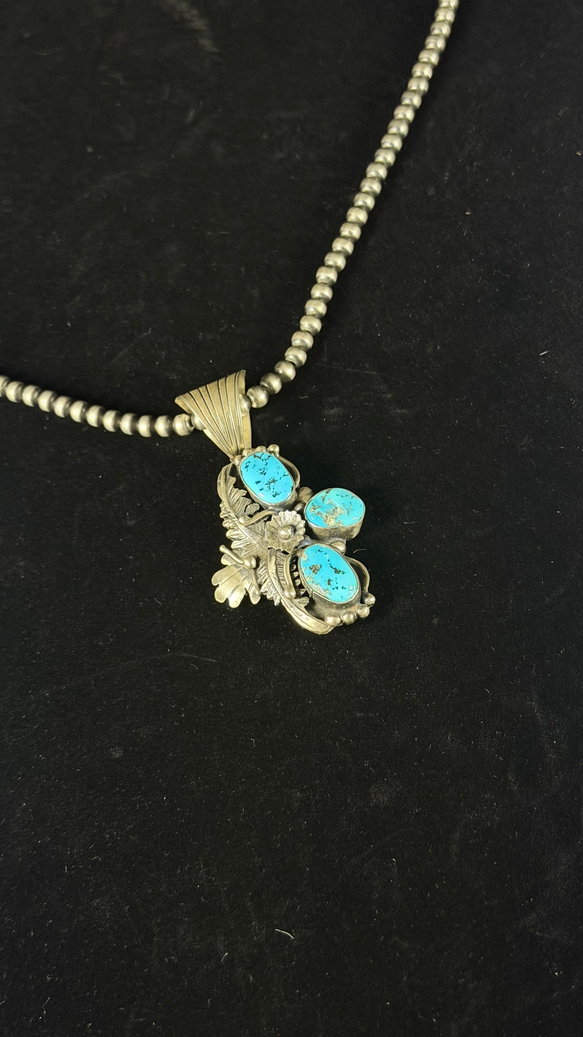 Navajo Made Kingman Turquoise & Sterling Silver Pendant