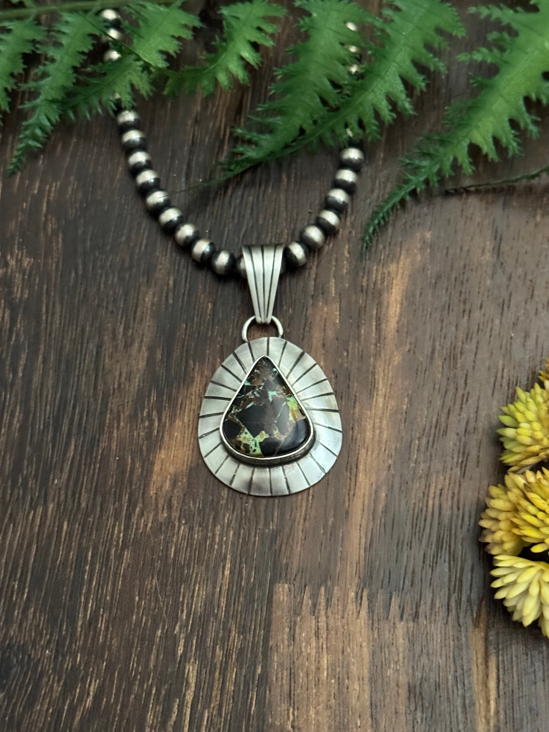 Jamison Hoskins Black Jack Turquoise & Sterling Silver Pendant