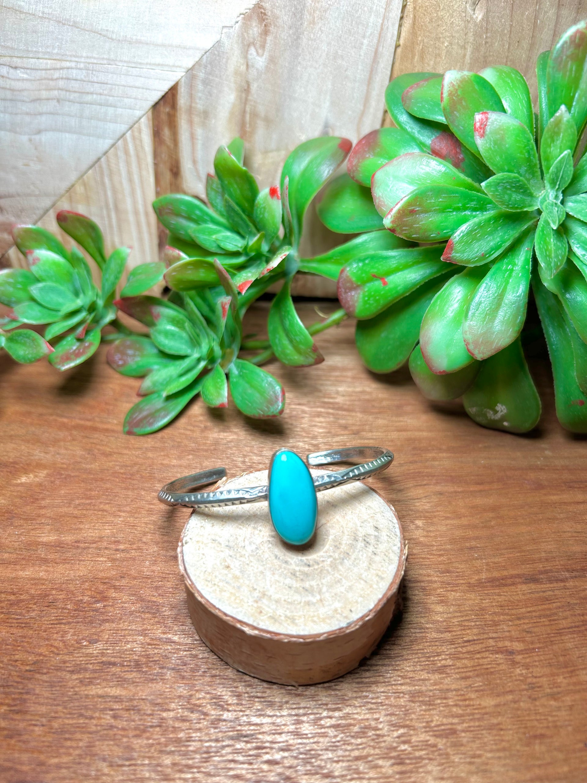 Navajo Made Kingman Turquoise & Sterling Silver Cuff Bracelet