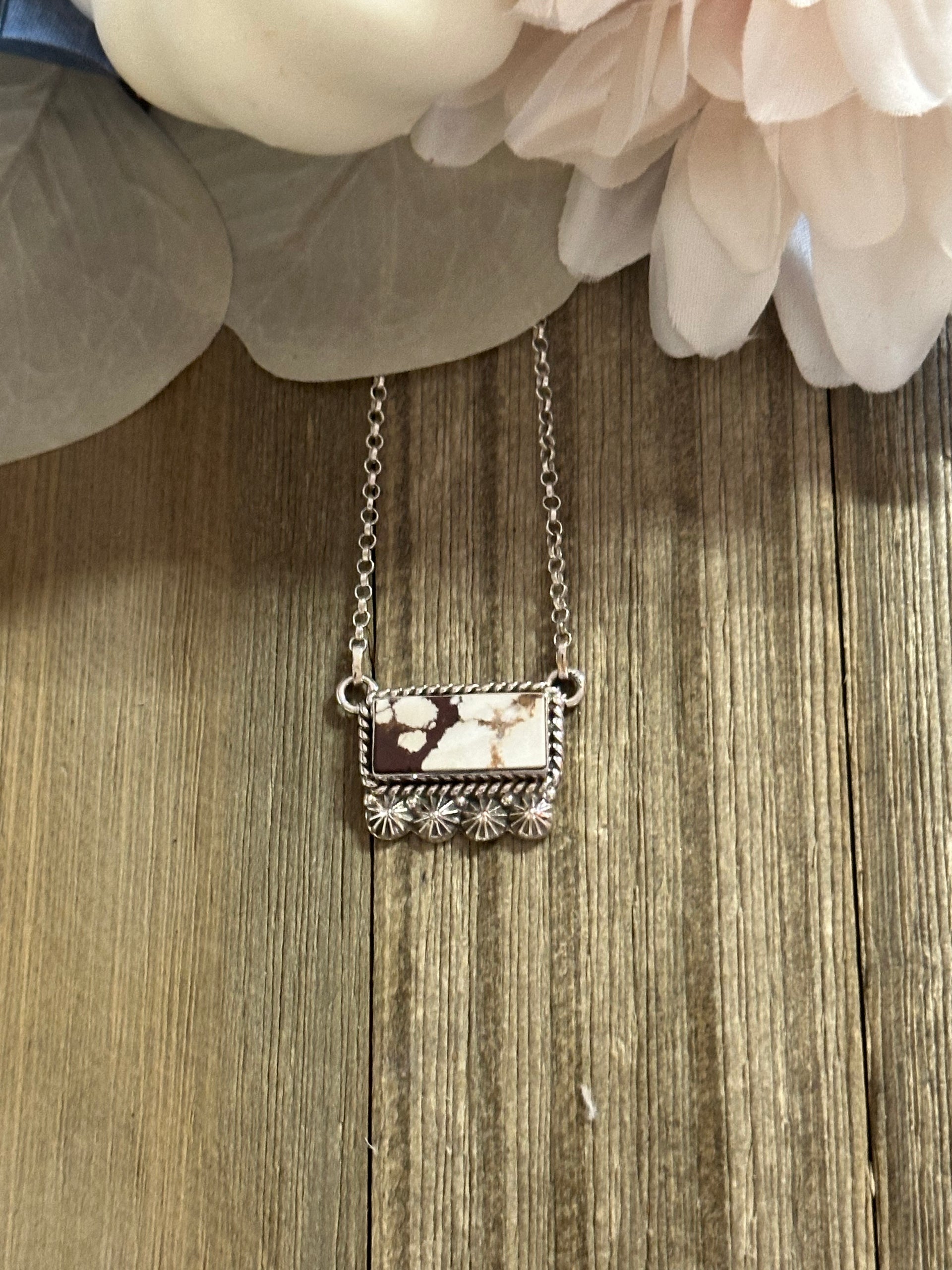 Southwest Handmade Wild Horse & Sterling Silver Bar Necklace