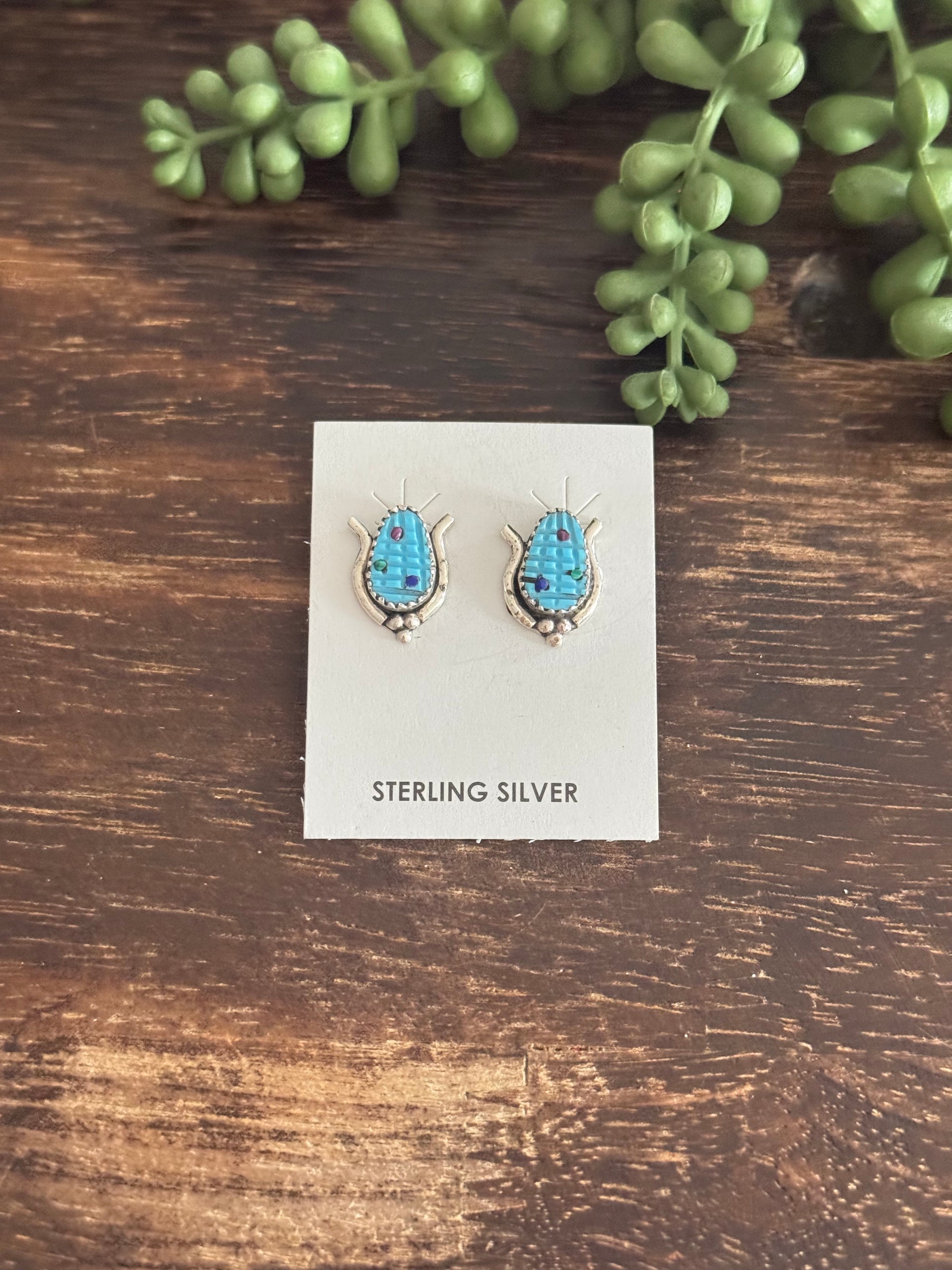 Tracy Bowekaty Multi Stone & Sterling Silver & Sterling Silver Post Corn Earrings