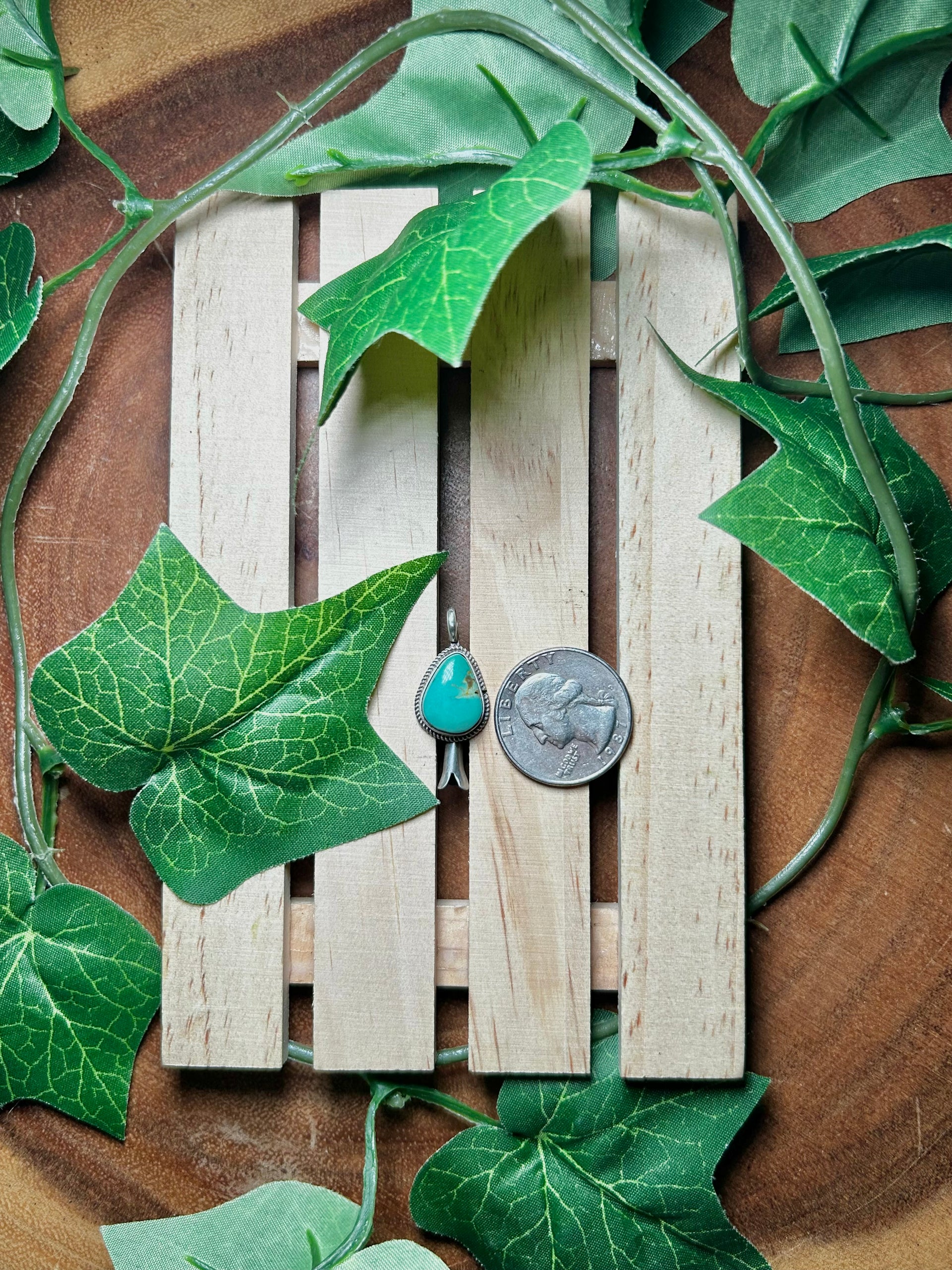 Navajo Made Kingman Turquoise & Sterling Silver Pendant