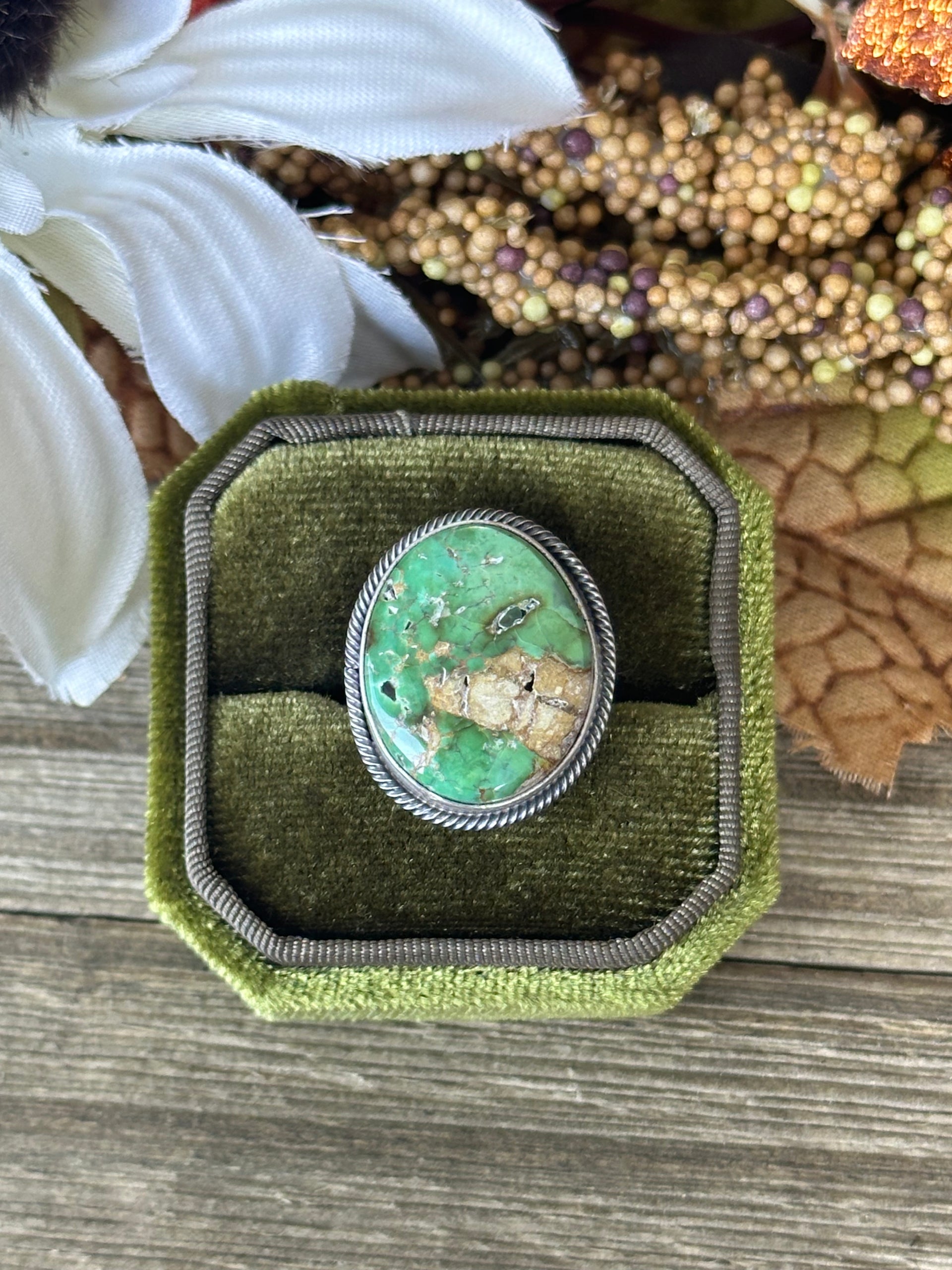 Scott Skeets Sonoran Gold Turquoise &  Sterling Silver Ring Size 6.25