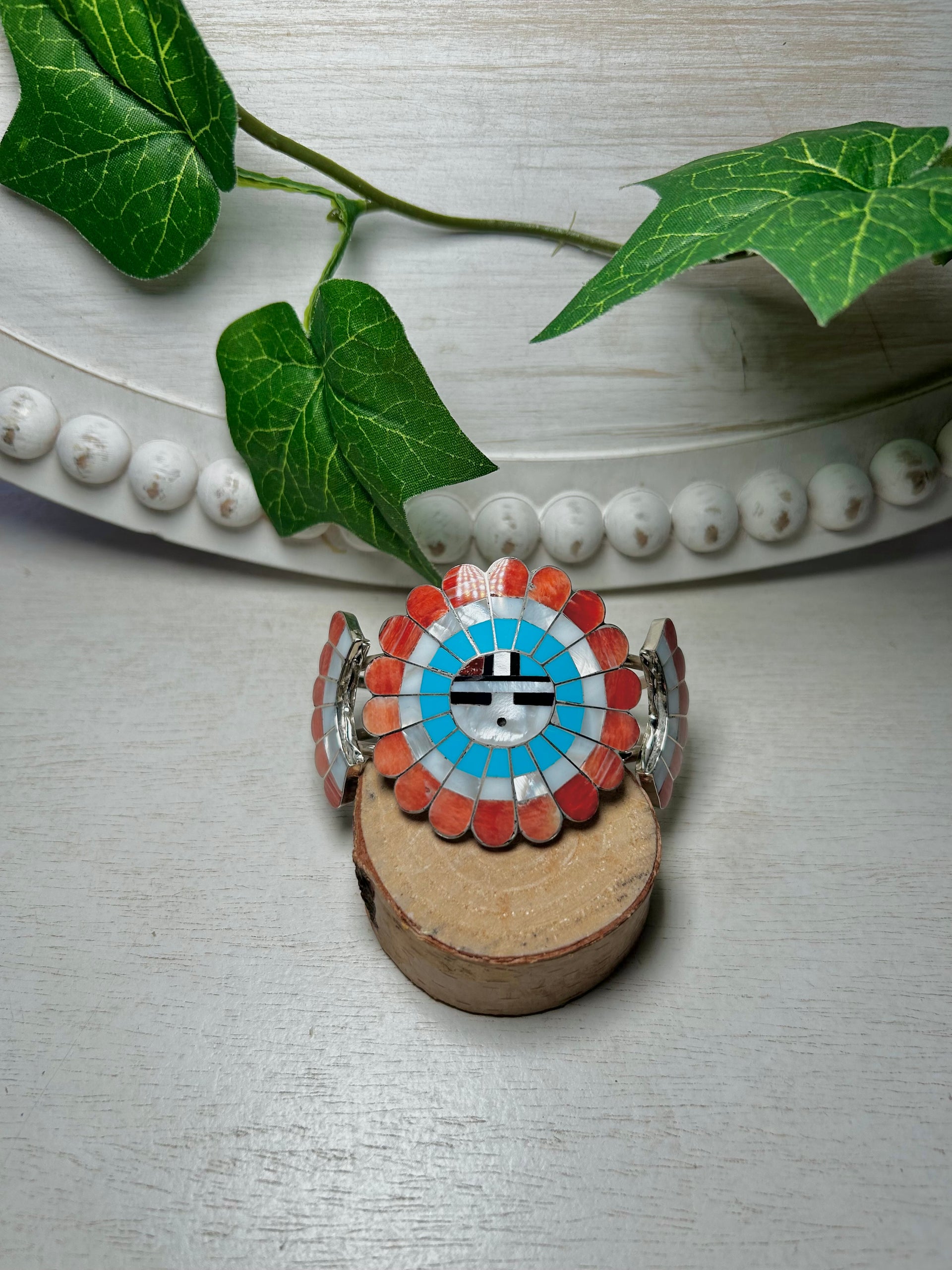 Zuni Multi Stone & Sterling Silver Cuff Bracelet