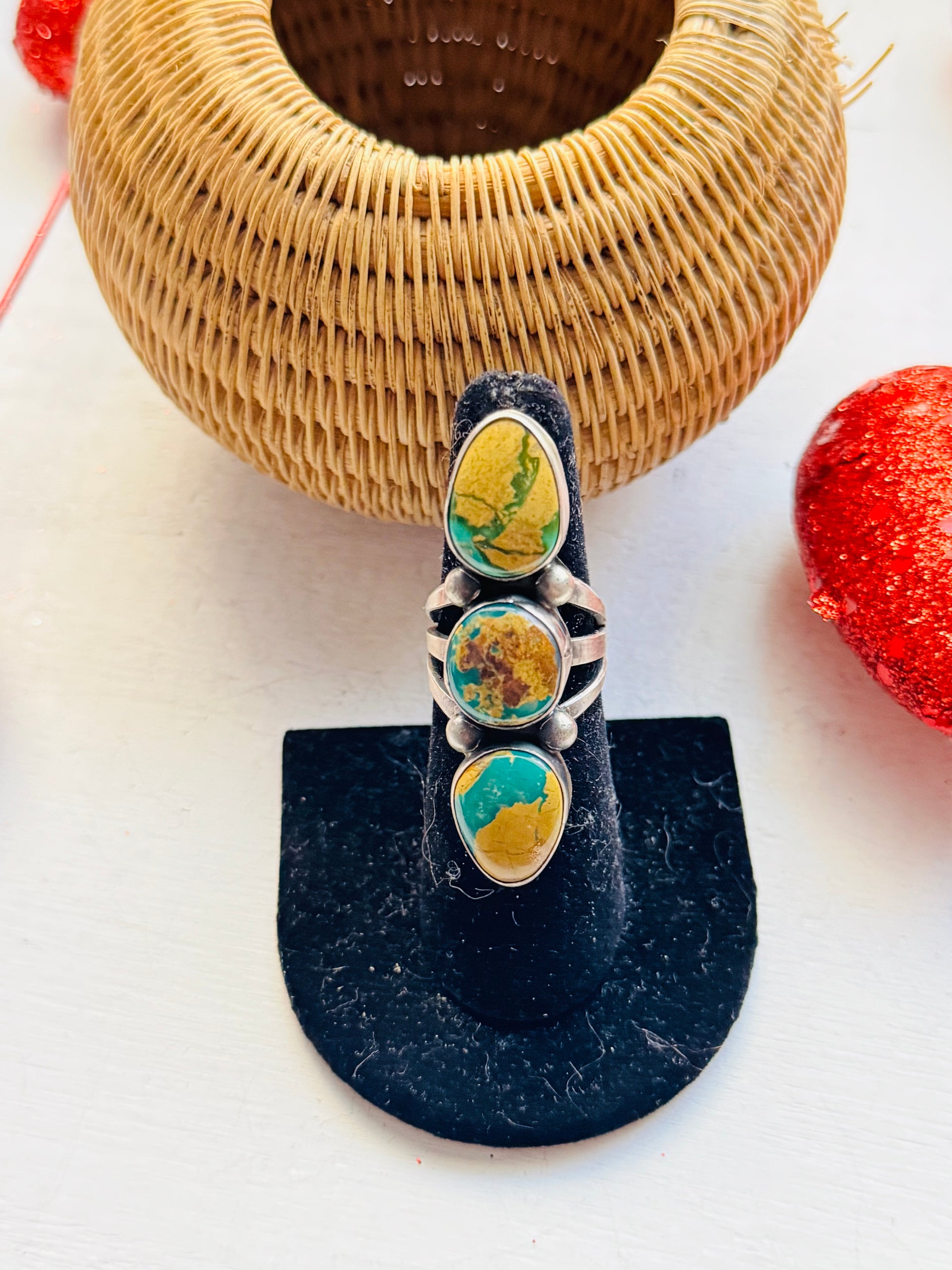 Navajo Made Royston Turquoise and Sterling Silver Ring Size 6.25