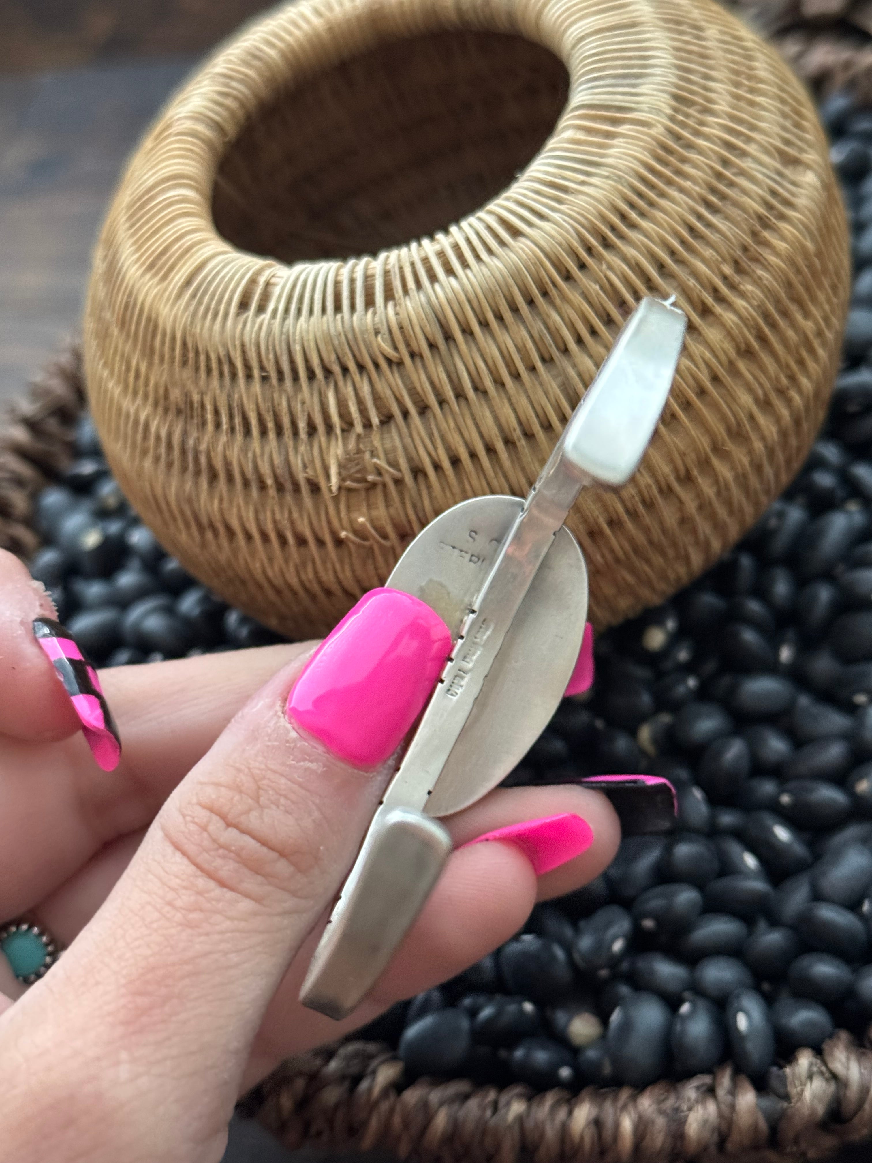 Navajo Made Purple Spiny Oyster & Sterling Silver Cuff Bracelet