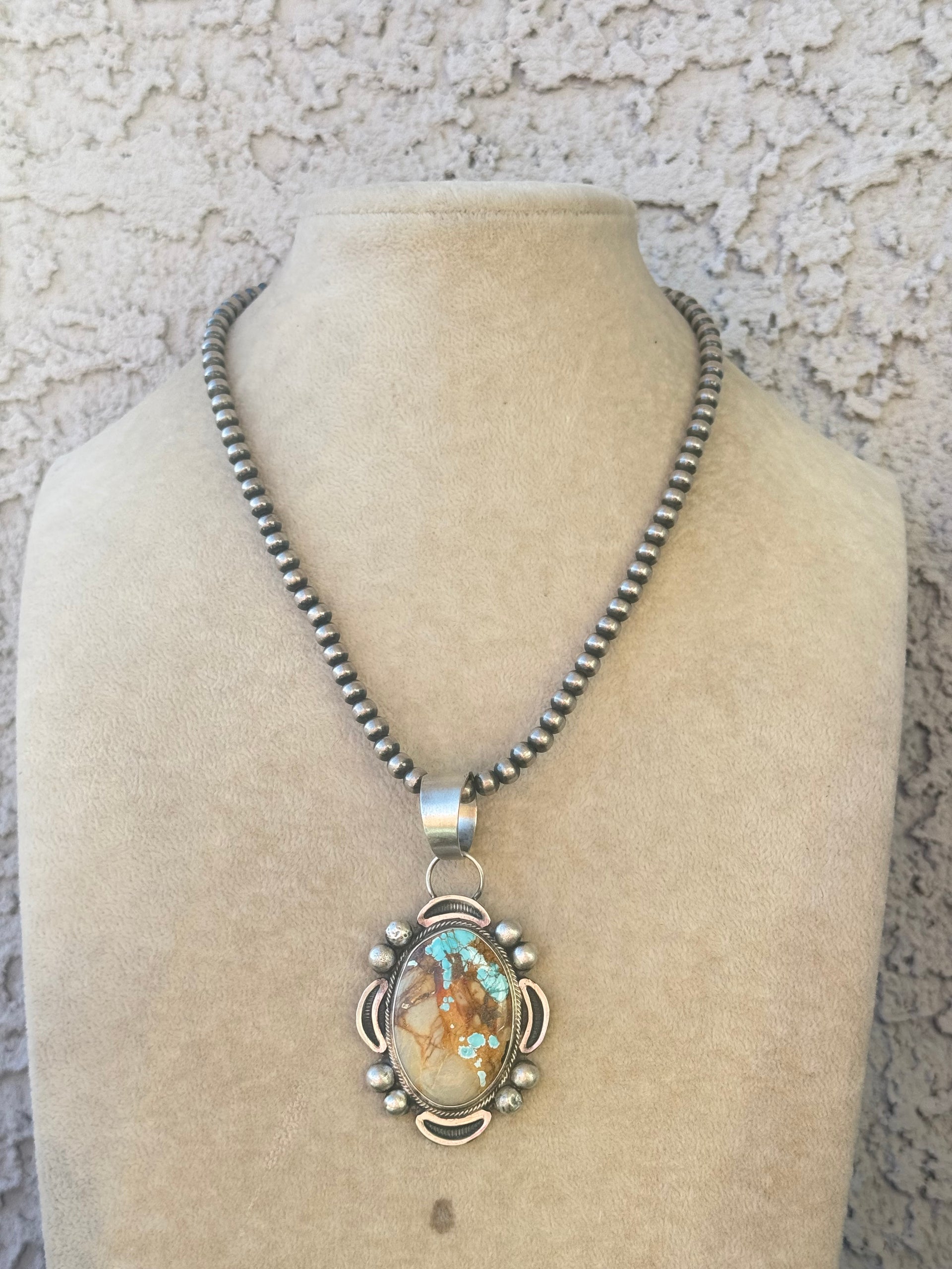Navajo Made Royston Turquoise & Sterling Silver Pendant