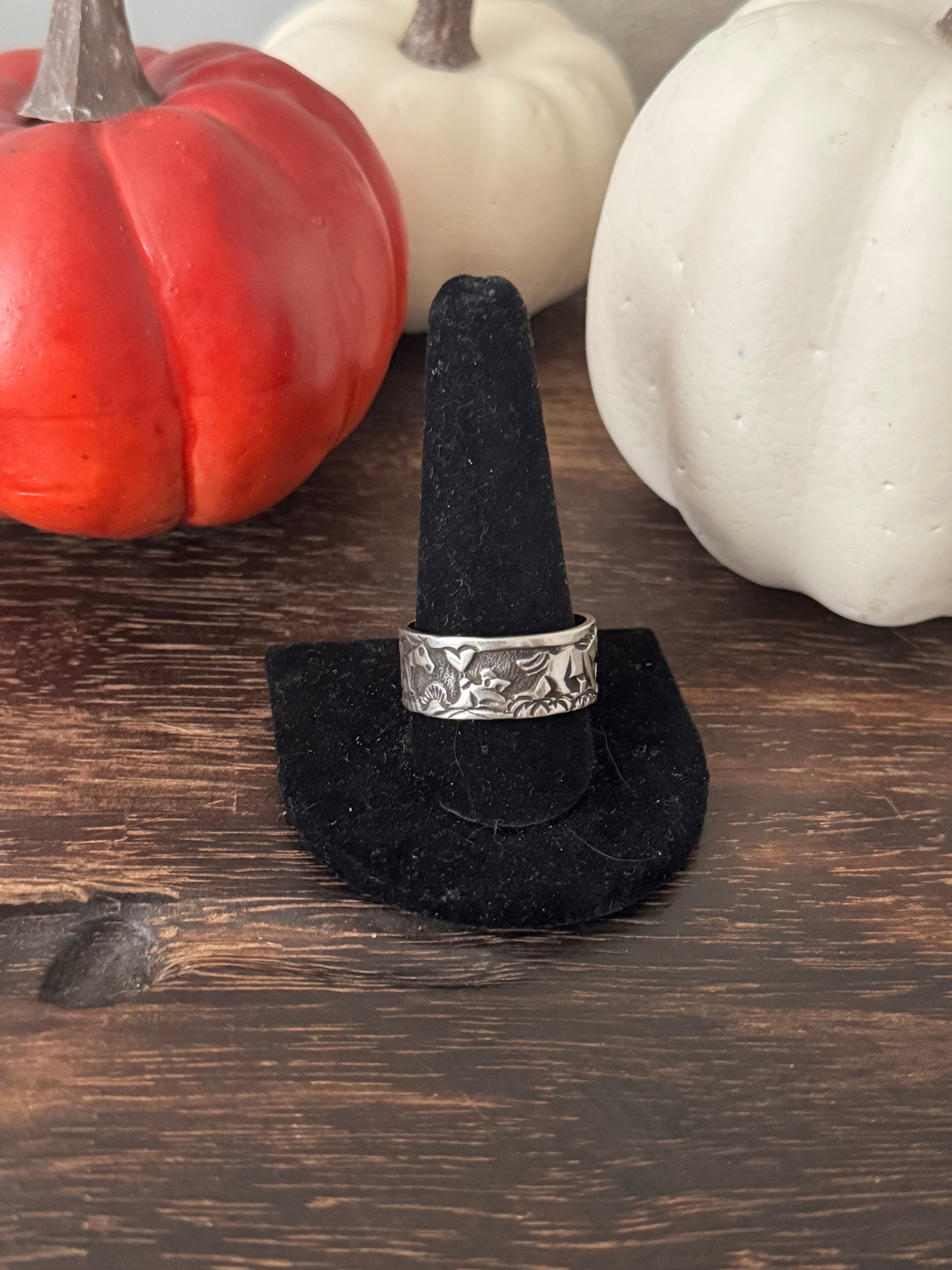 Navajo Made Sterling Silver Story Teller Ring