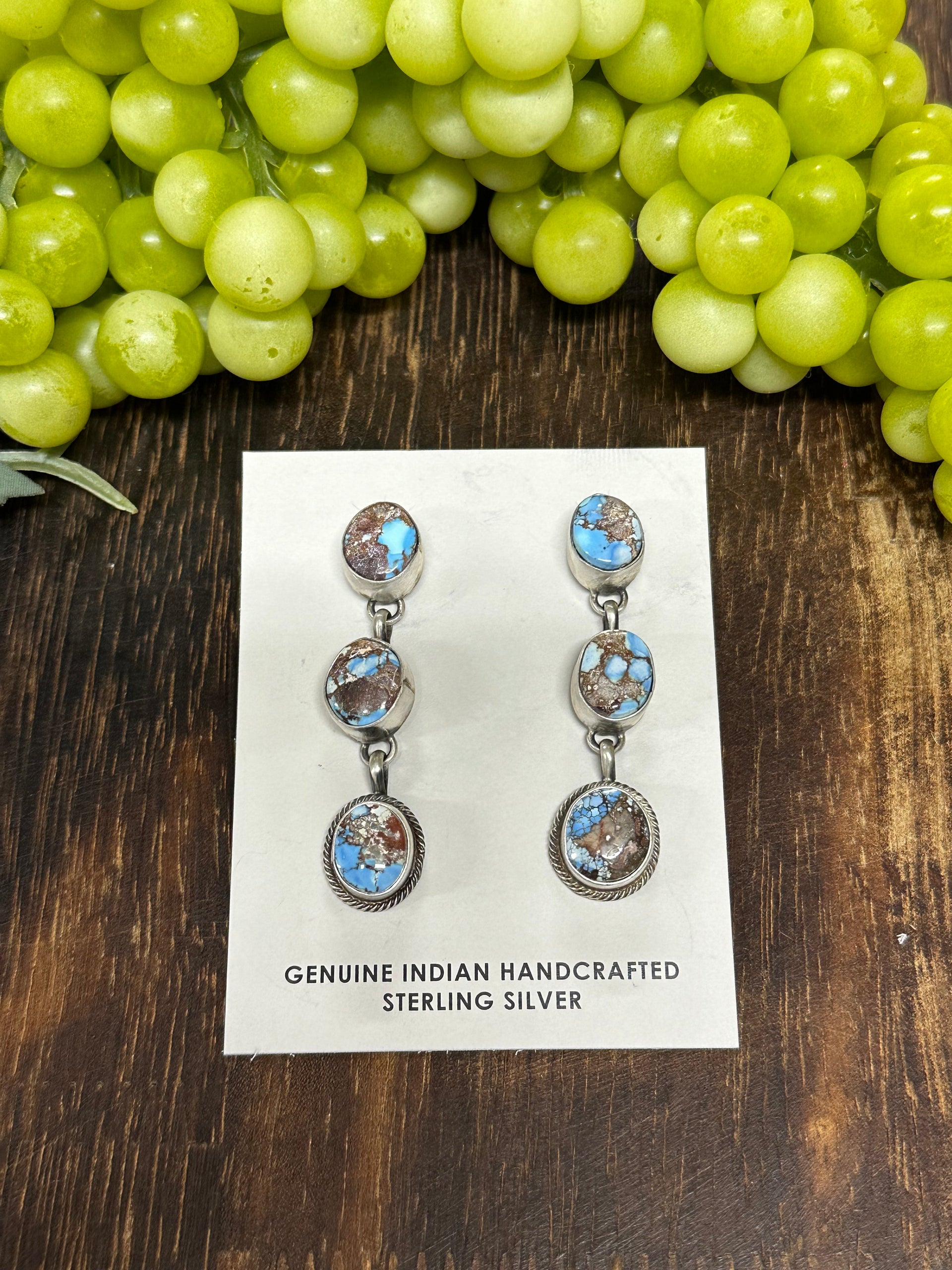 Lorenzo Juan Golden Hills Turquoise & Sterling Silver Post Dangle Earrings
