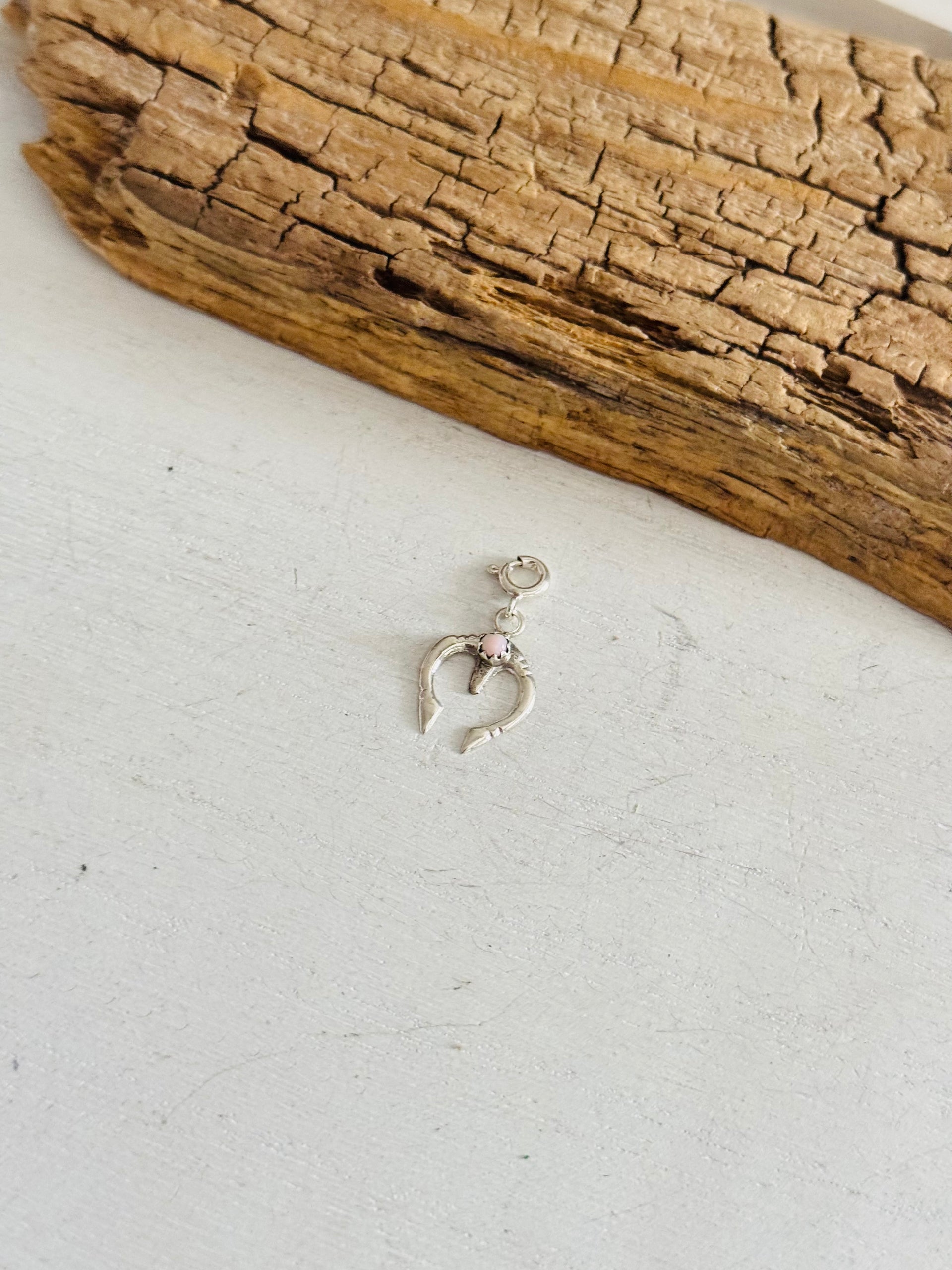 Navajo Made Pink Conch Sterling Silver Naja Cast Charms