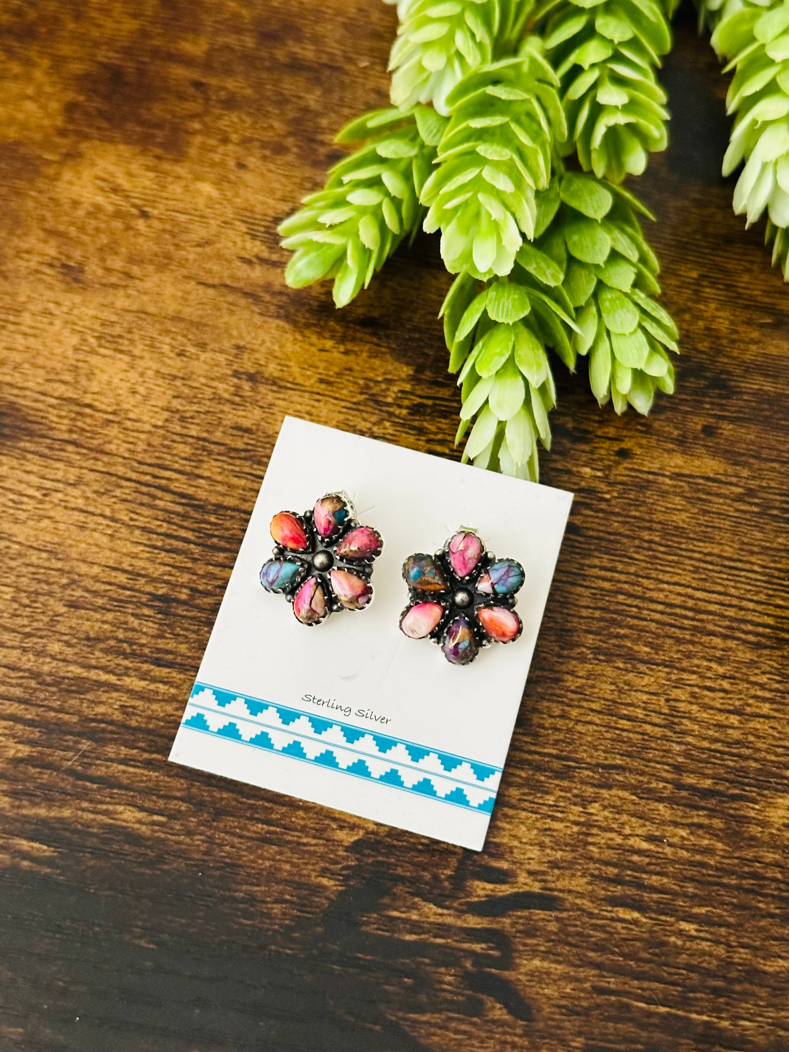 Southwest Handmade Mohave Turquoise & Sterling Silver Post Earrings