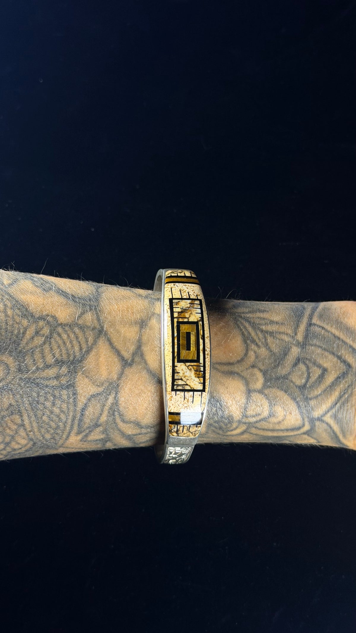 Calvin Begay Multi Stone & Sterling Silver Inlay Cuff Bracelet