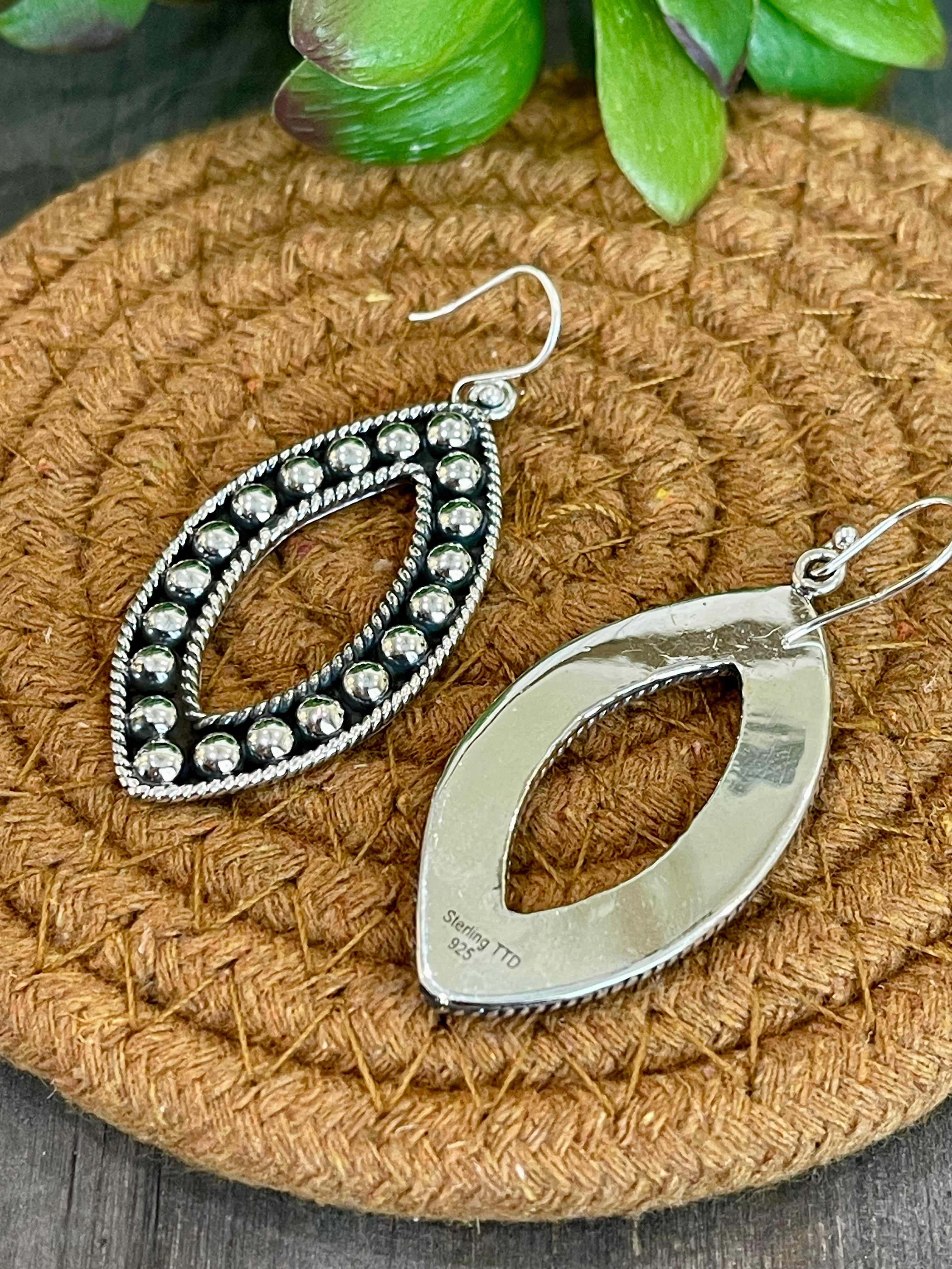 Southwest Handmade Sterling Silver Teardrop Dangle Earrings